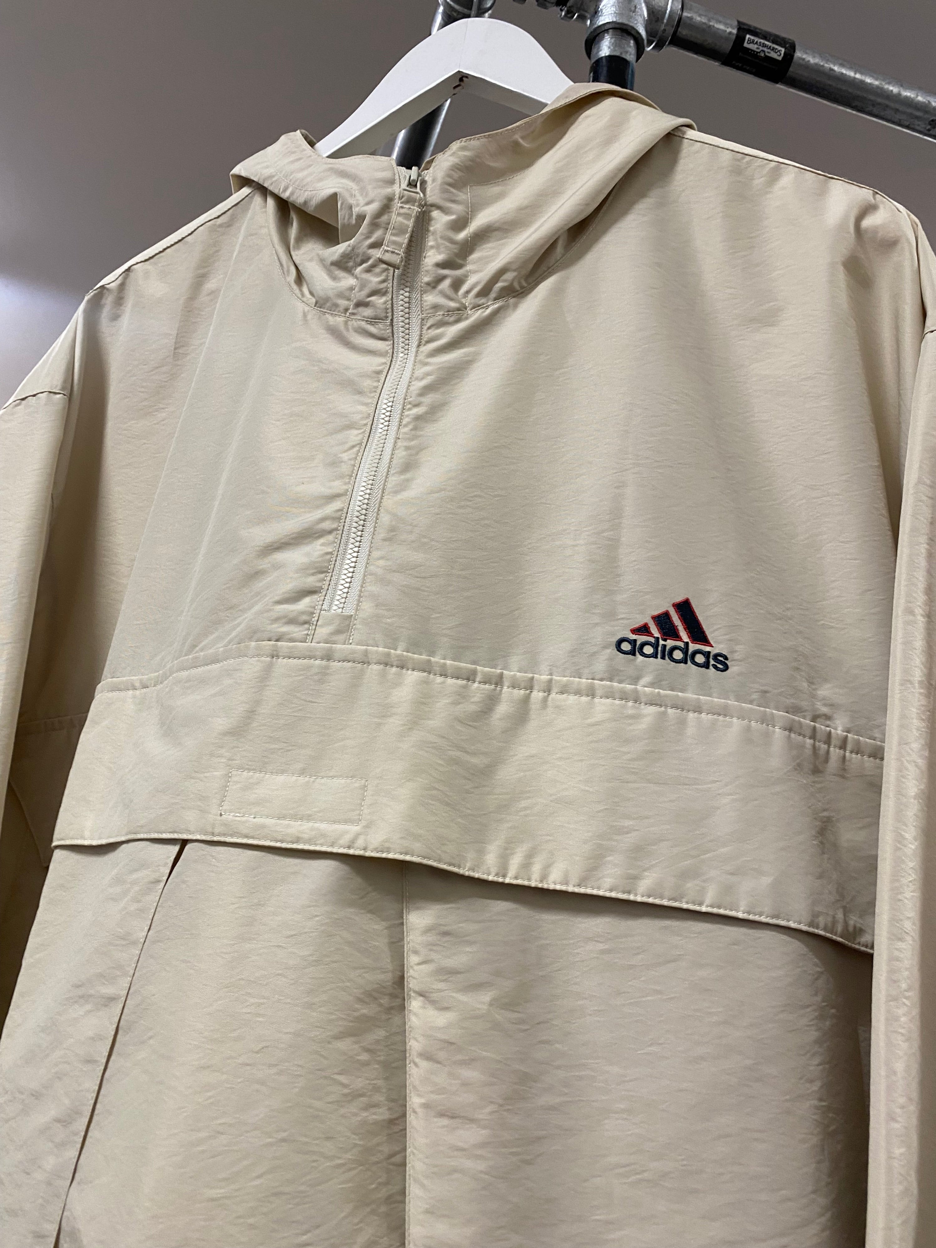 XL - 2000s Adidas 1/4 Zip 4 Pocket Cream Anorak
