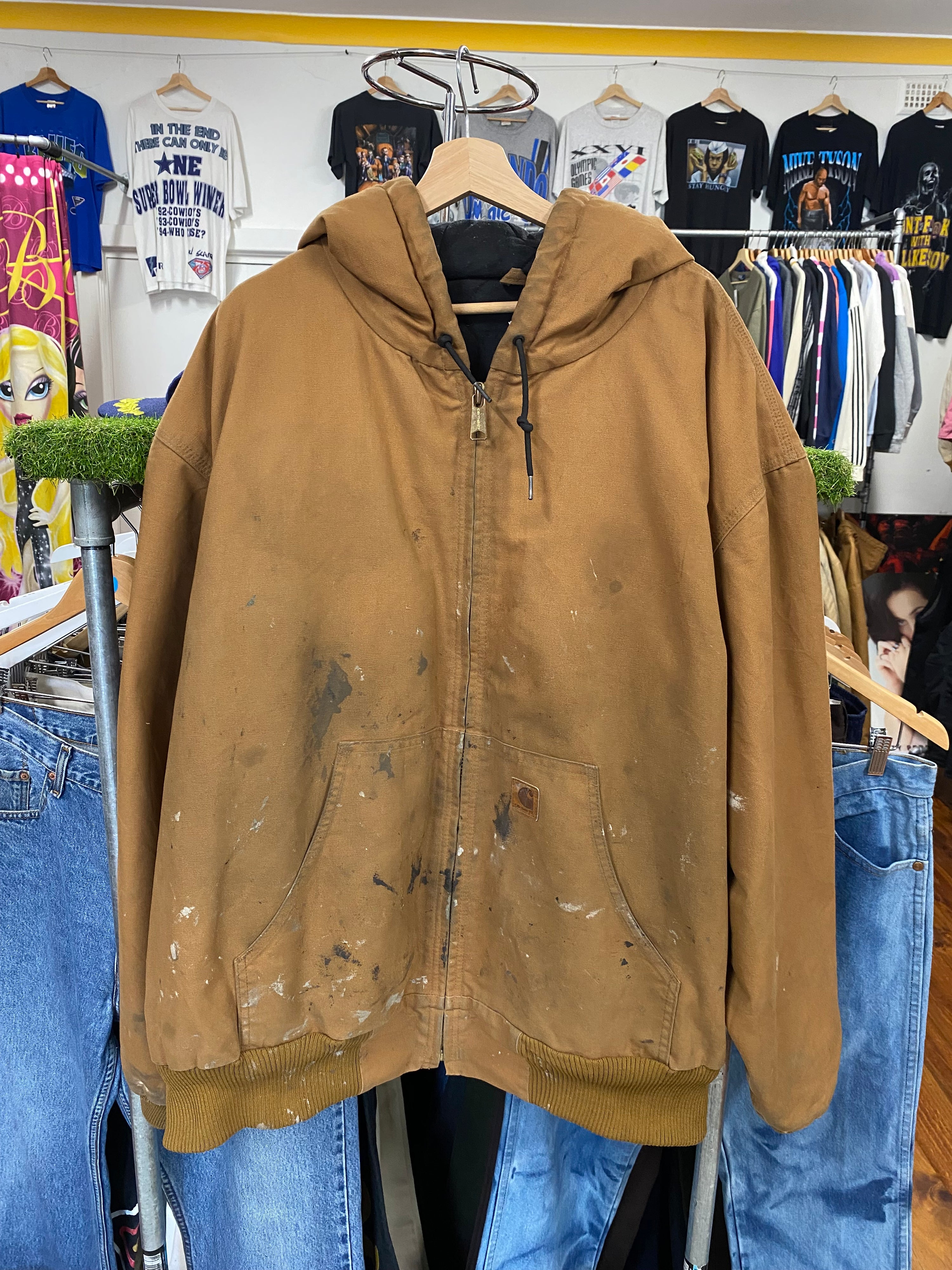 [2XL] Carhartt Brown Active Jacket Paint Marks
