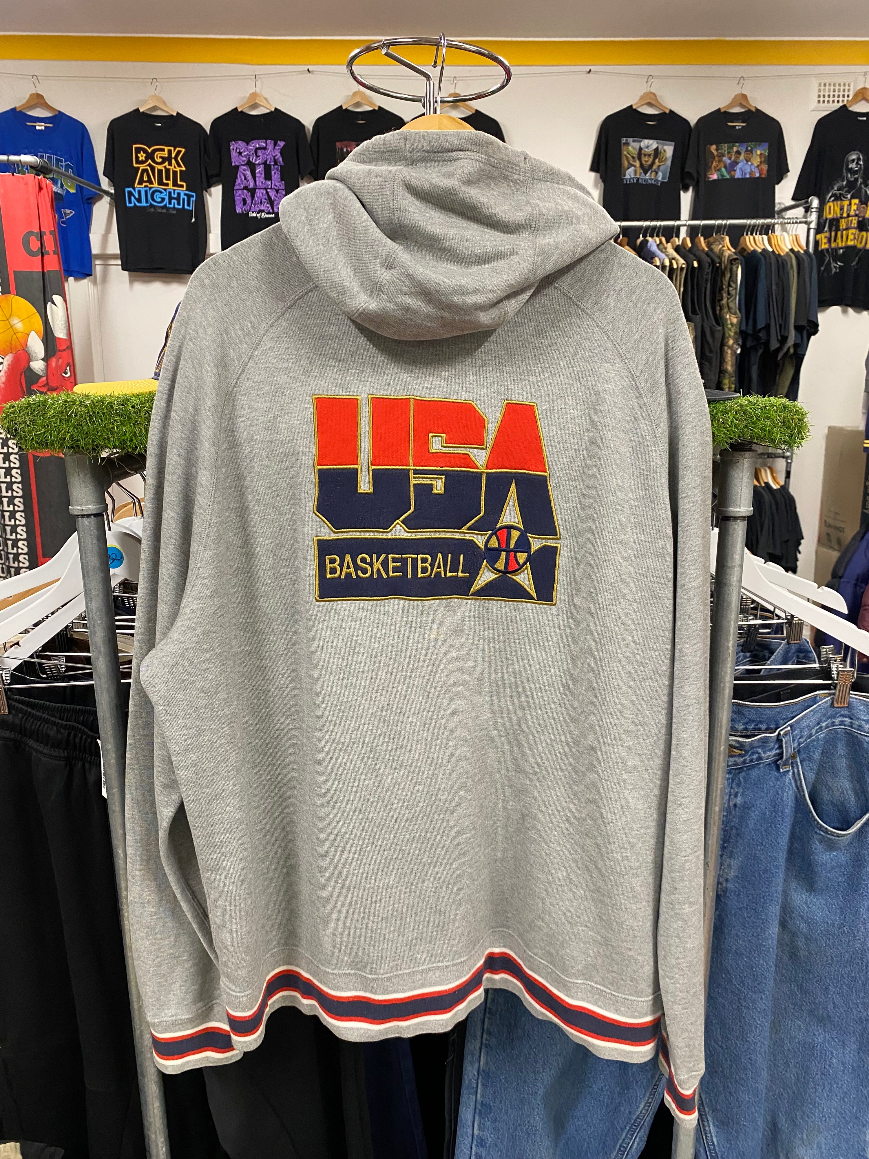 [2XL] Nike Air USA Basketball Throwback Grey Hoodie