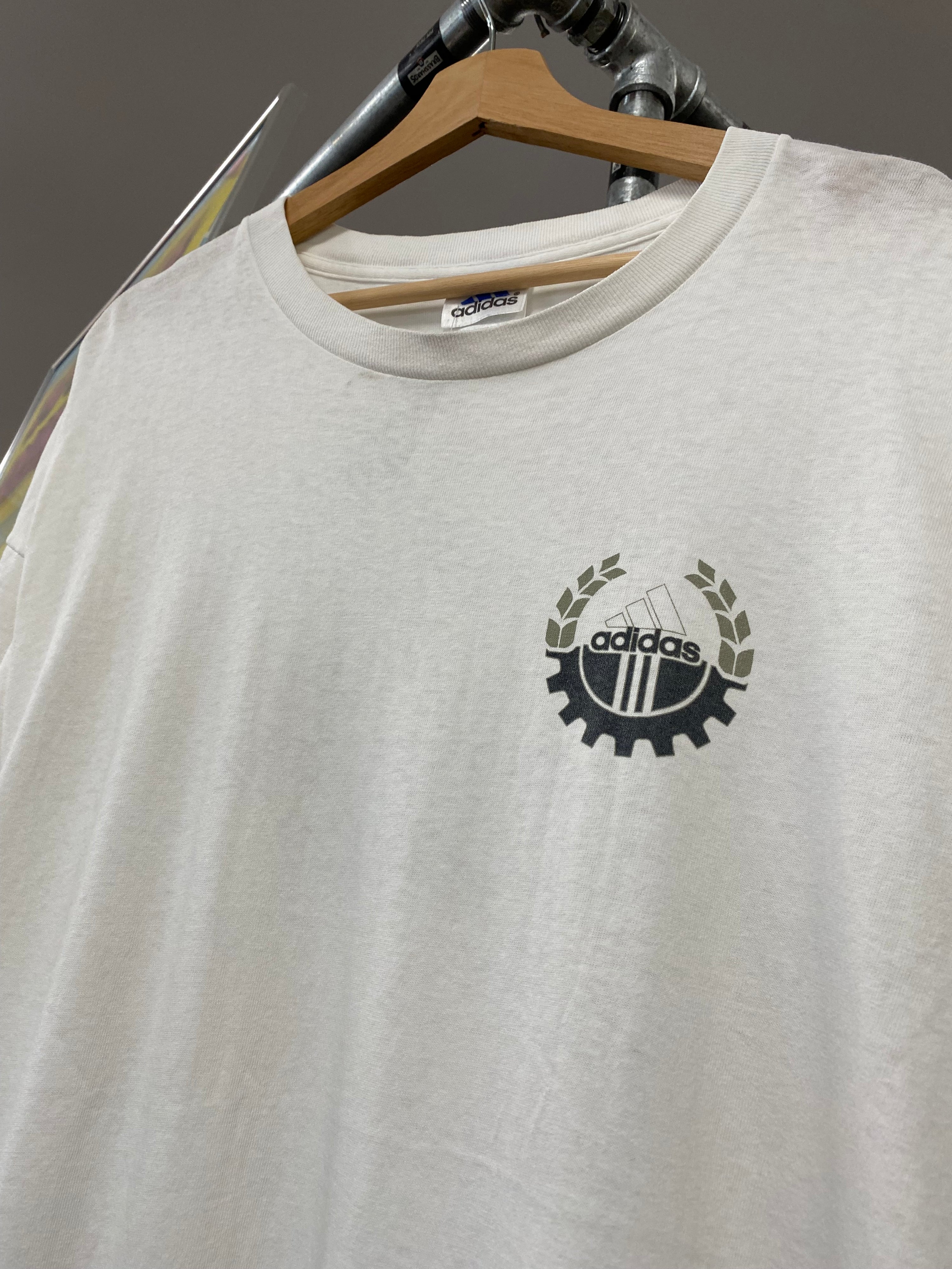 XL - Adidas Gear & Leaves Grey Logo DS White Tee