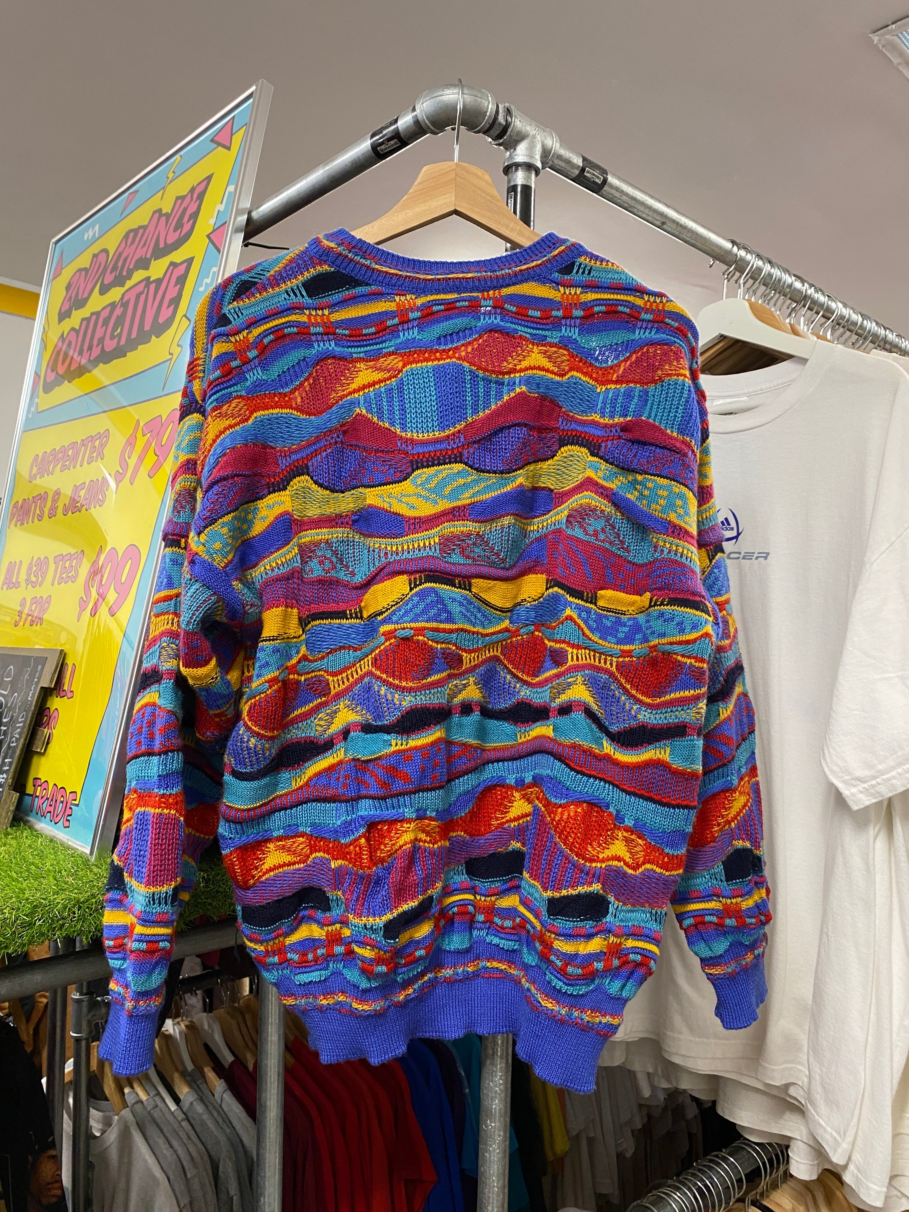 S - Vintage Coogi Colorful Horizontal Wool Jumper