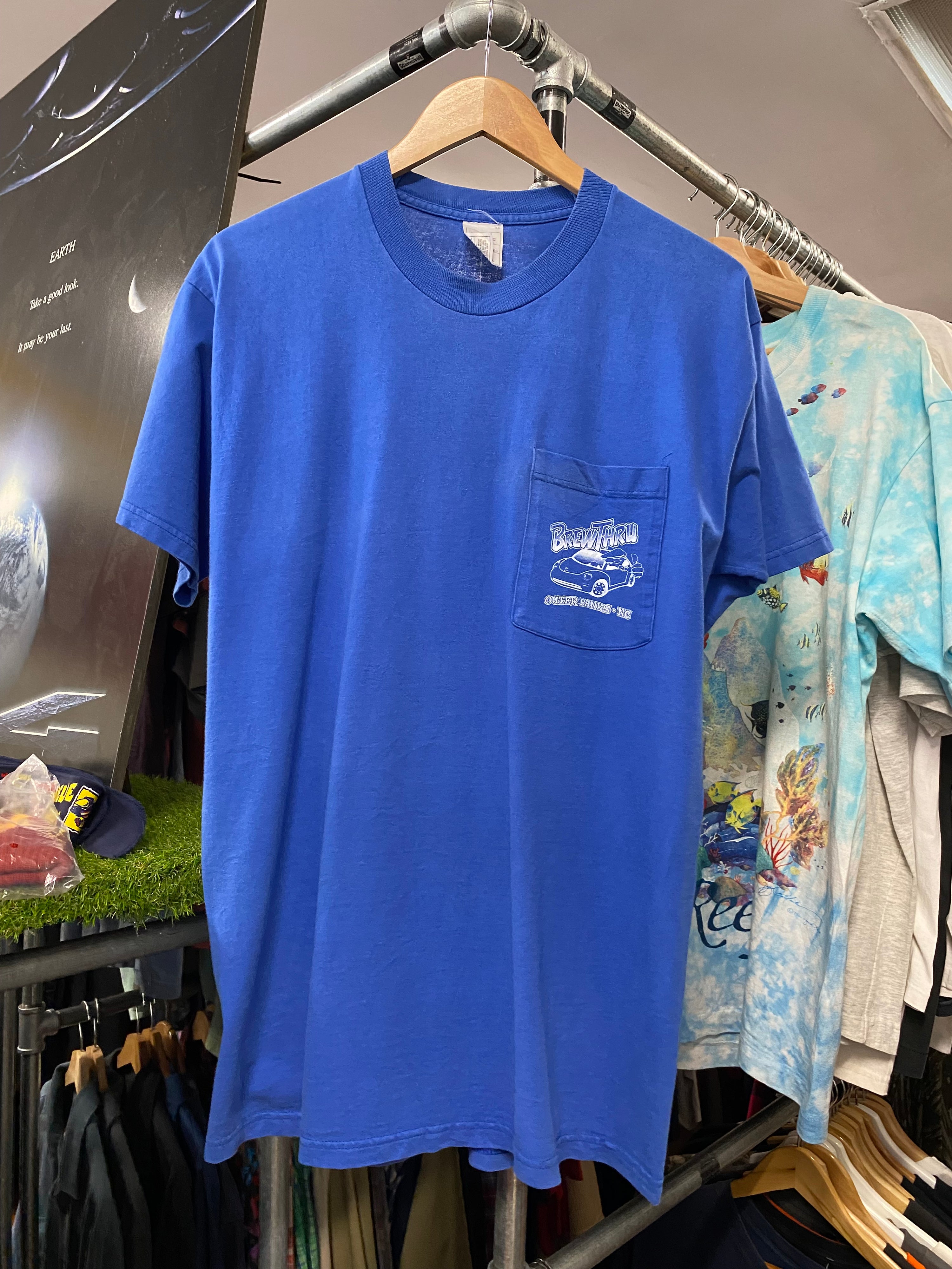 L - Brew Thru Blue Pocket Tee DS
