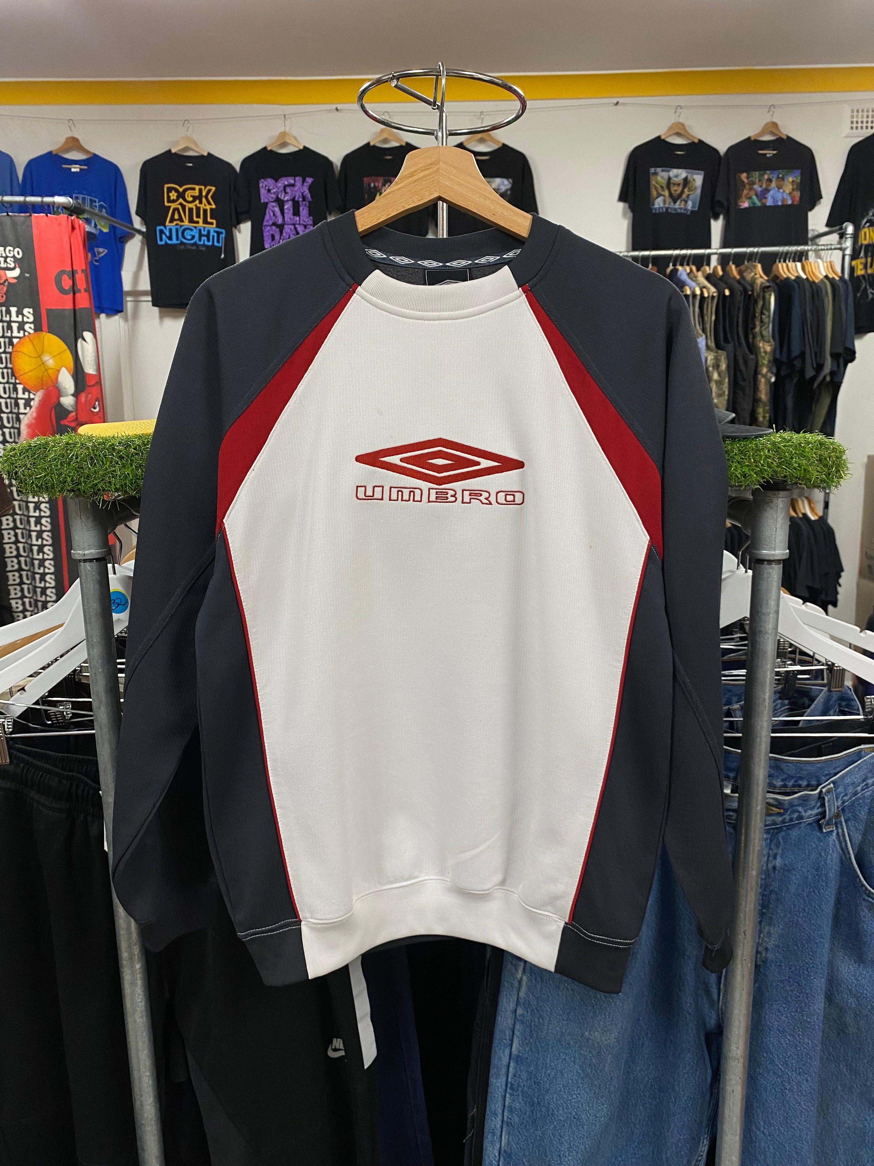 [M] UMBRO White/Grey Long Sleeve