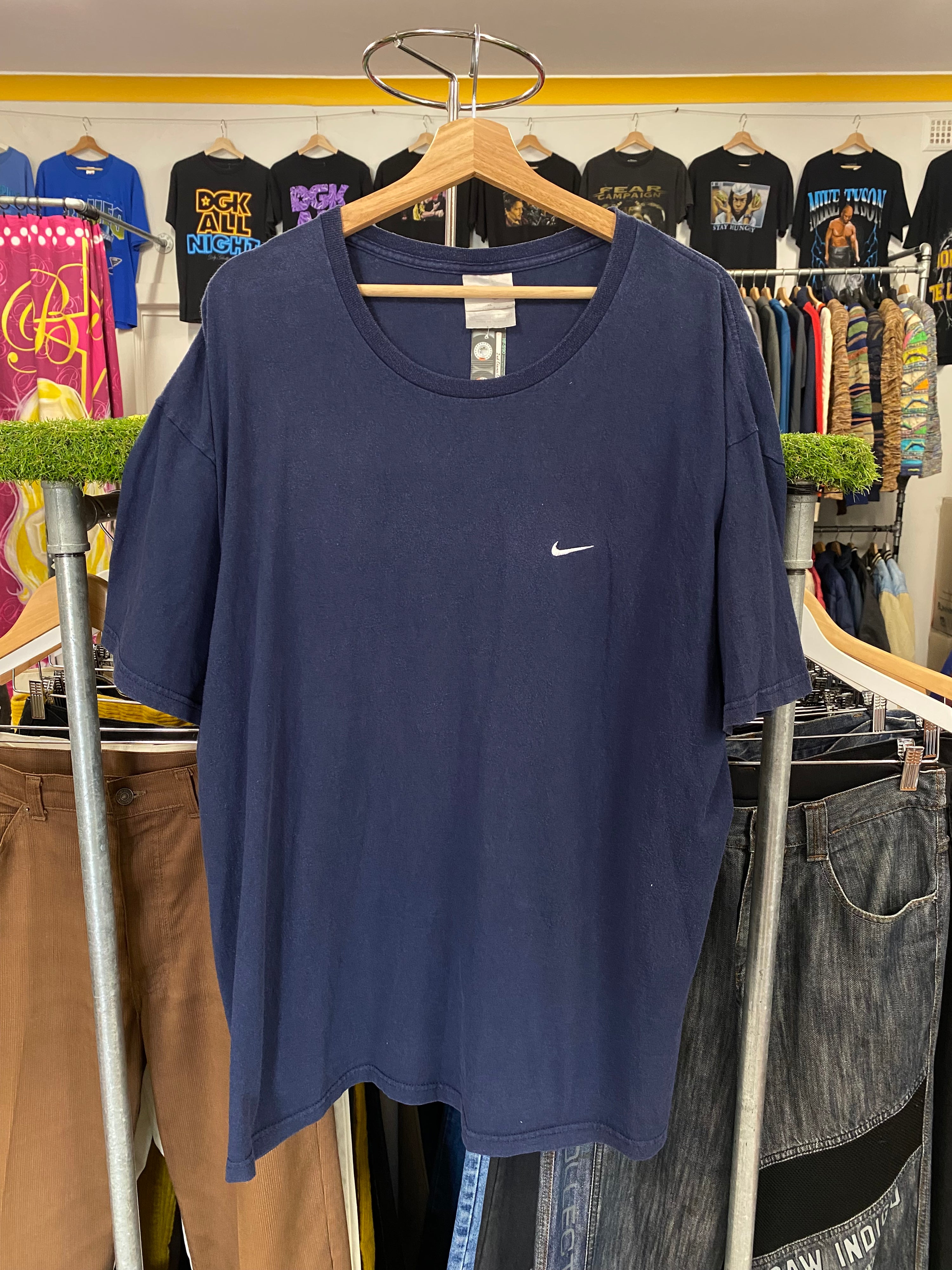 [XL] 2000s Nike Dark Blue Small Tick Tshirt