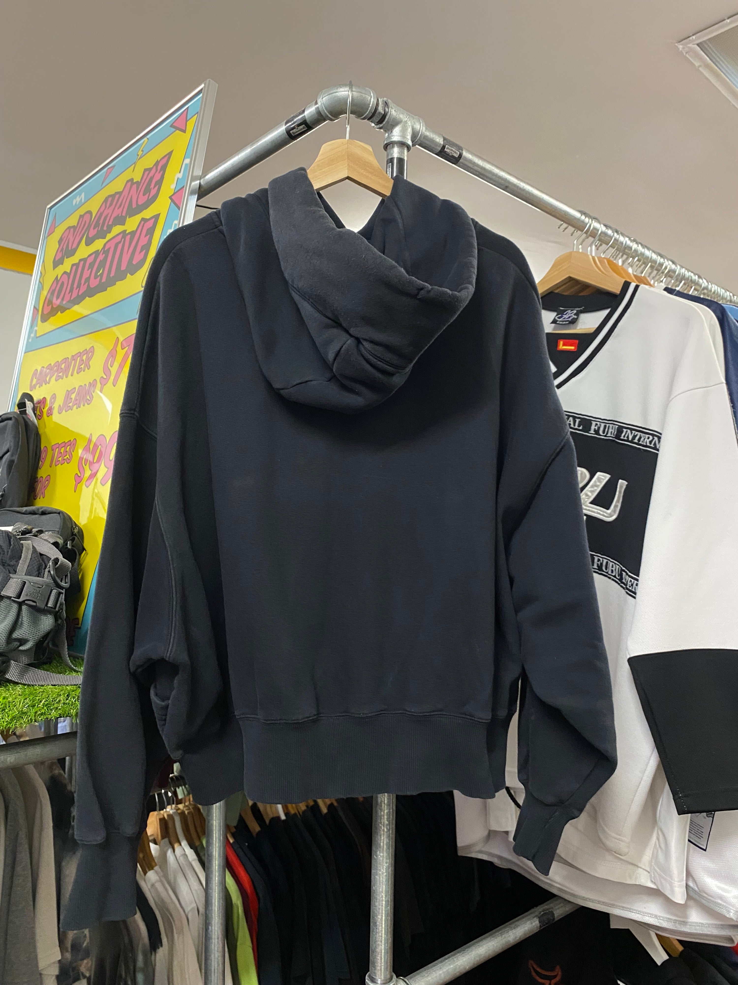 M - Nike Cropped Centre Tick Black Hoodie