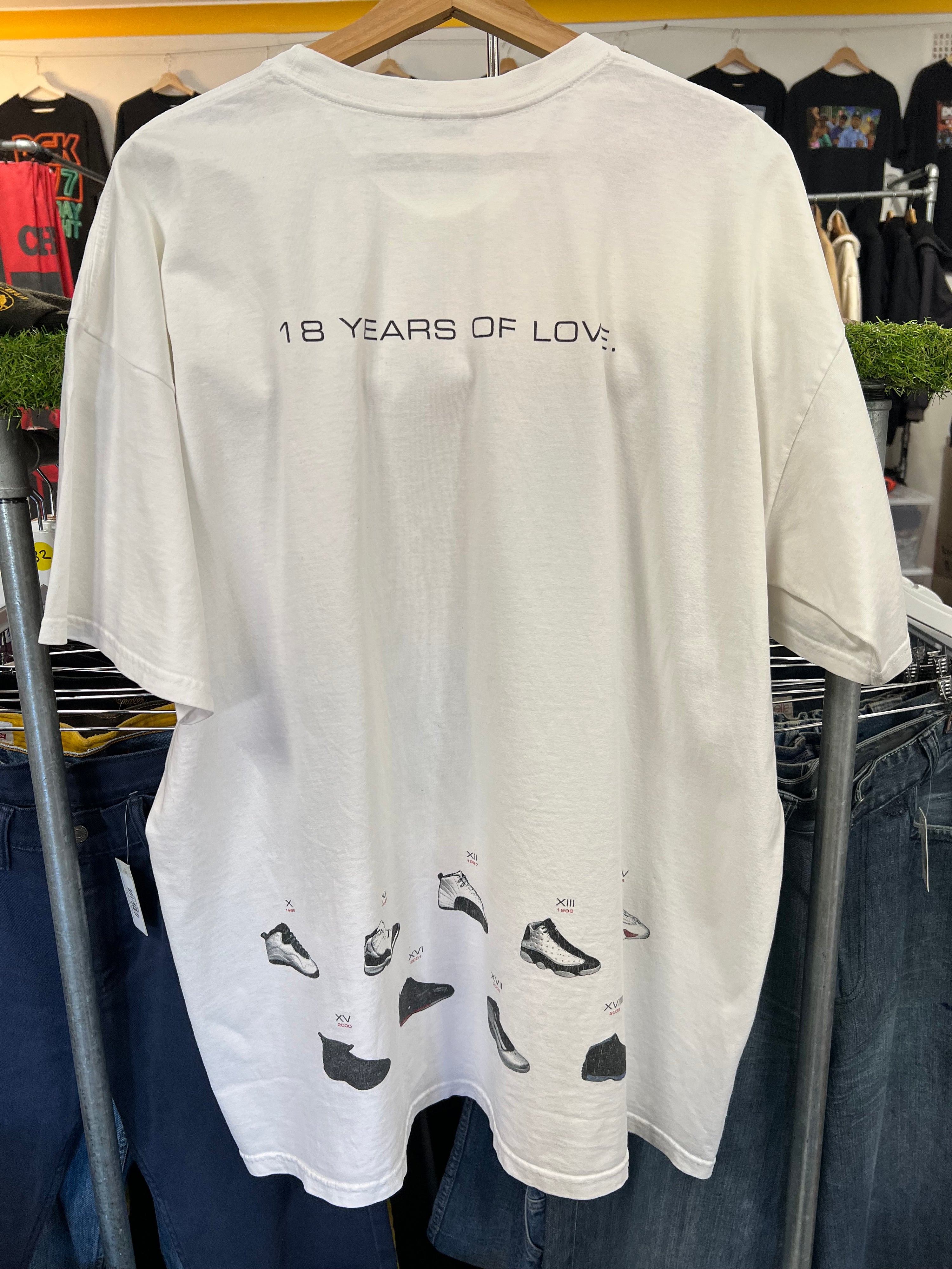 [2XL] 2003 Air Jordan 18 Years Of Love DS White Tee