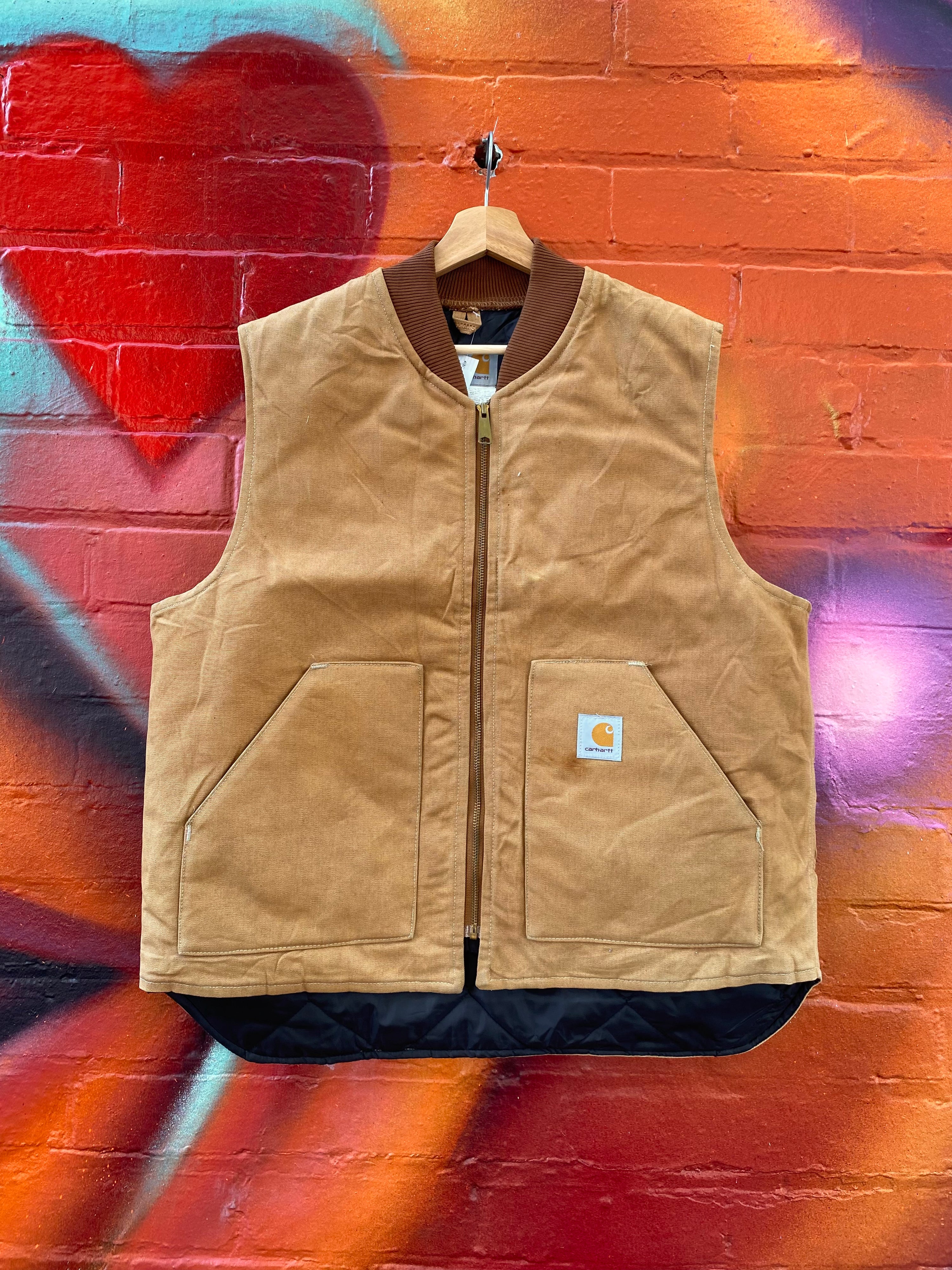 [XL] Carhartt Brown Vest Quilted Interior V01 BRN