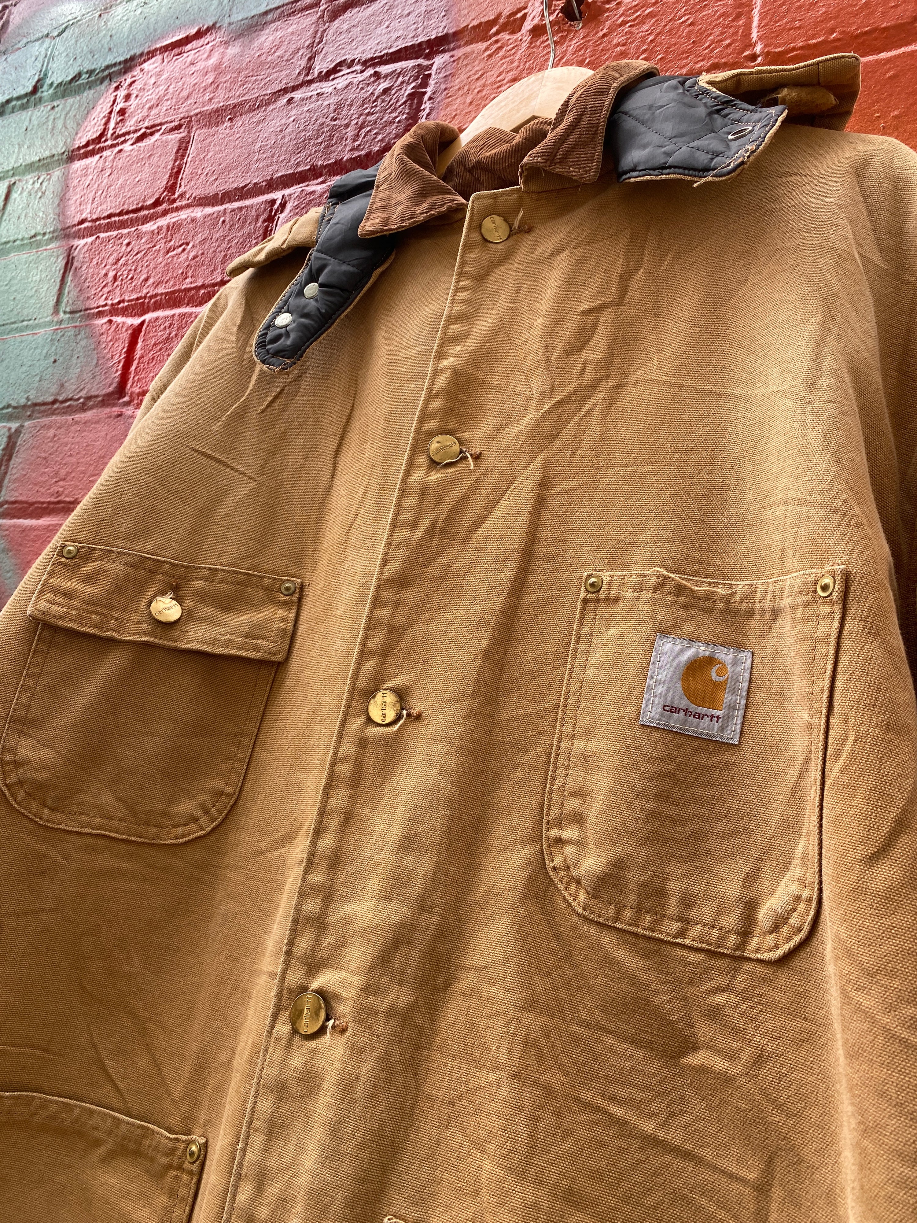 2XL - Carhartt Tan Chore Jacket with Detachable Hood