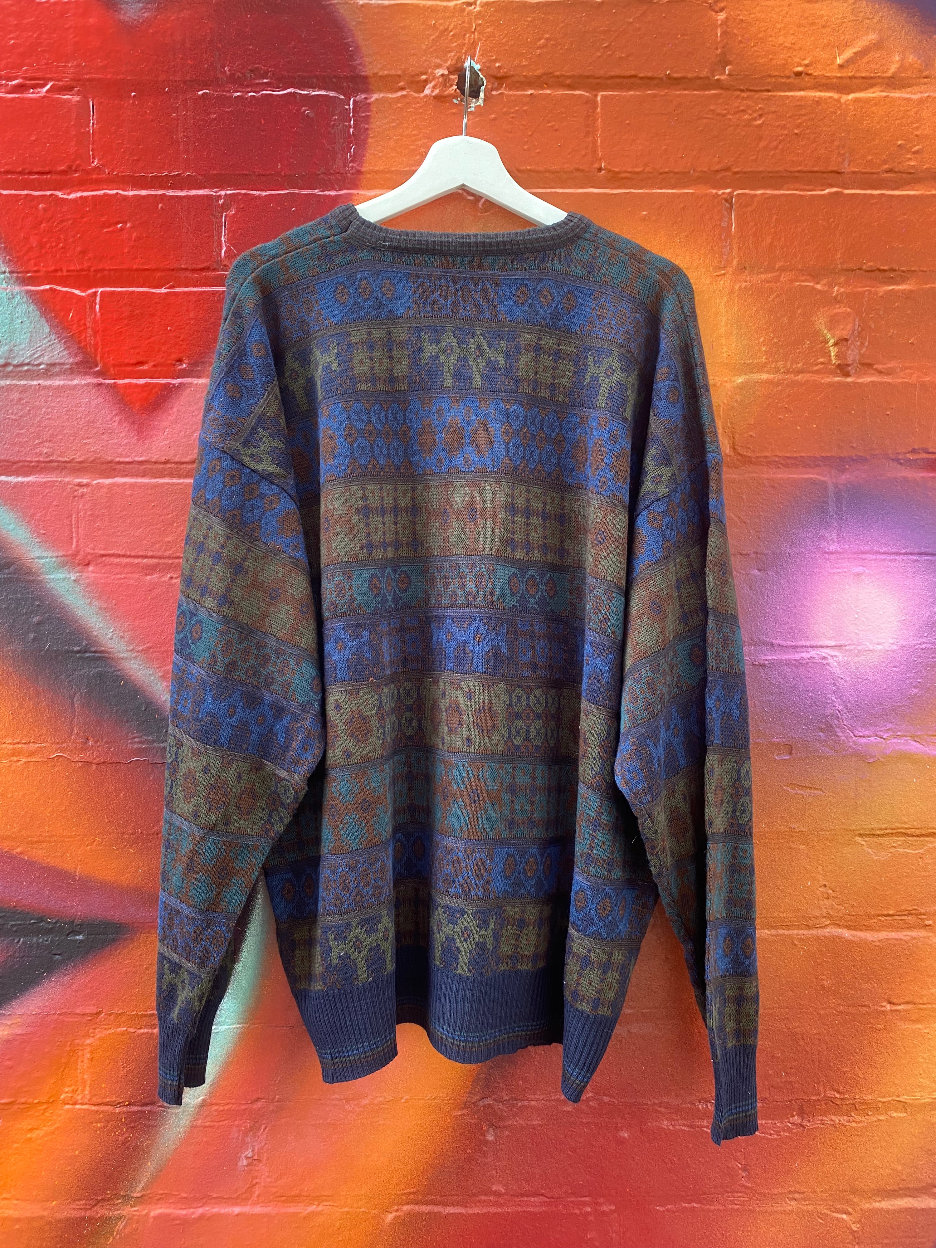 [XL] Collezione Dante Brown/Blue Knit Sweater