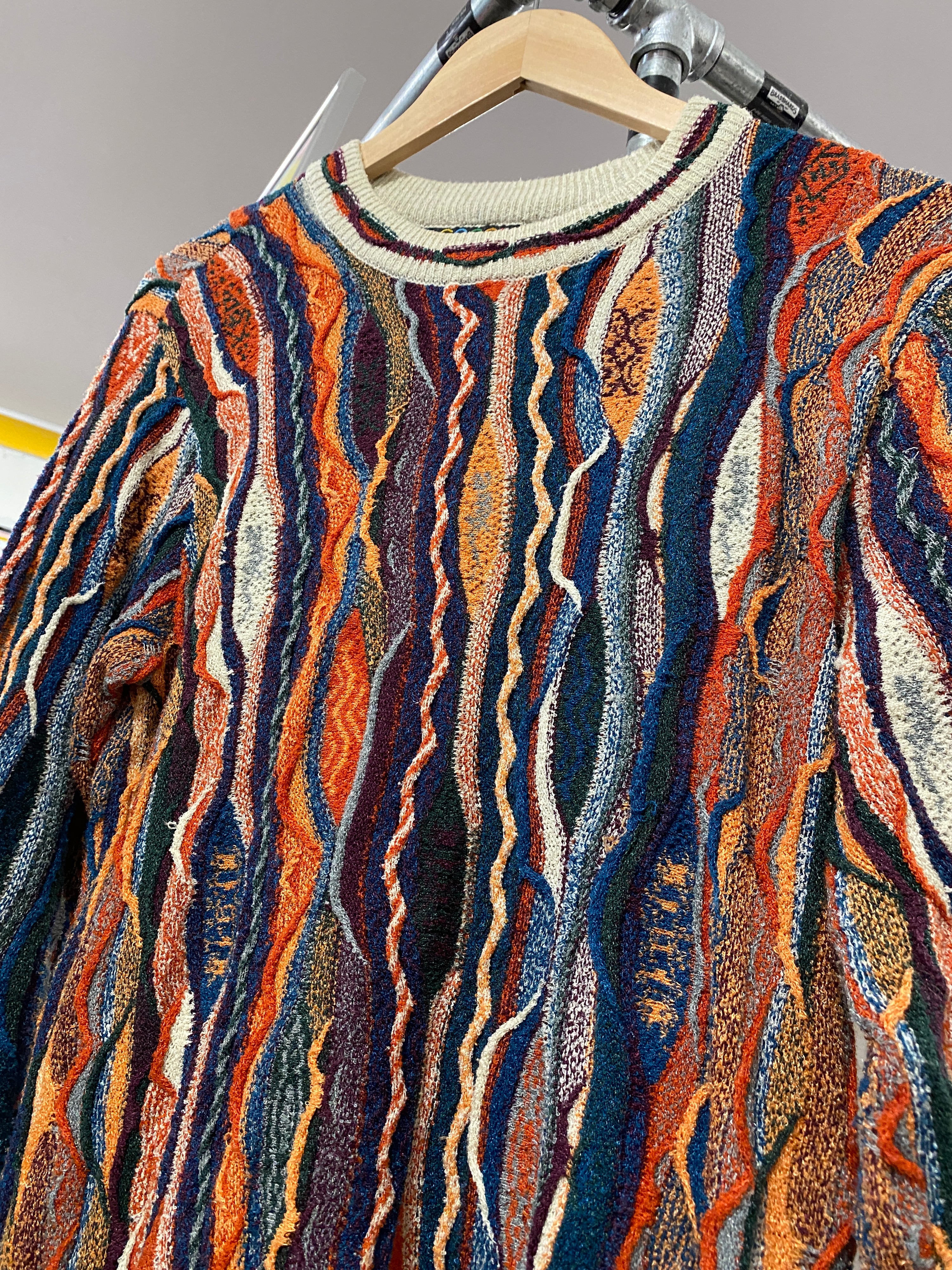 S - Vintage Coogi Rustic Vertical Wool Jumper