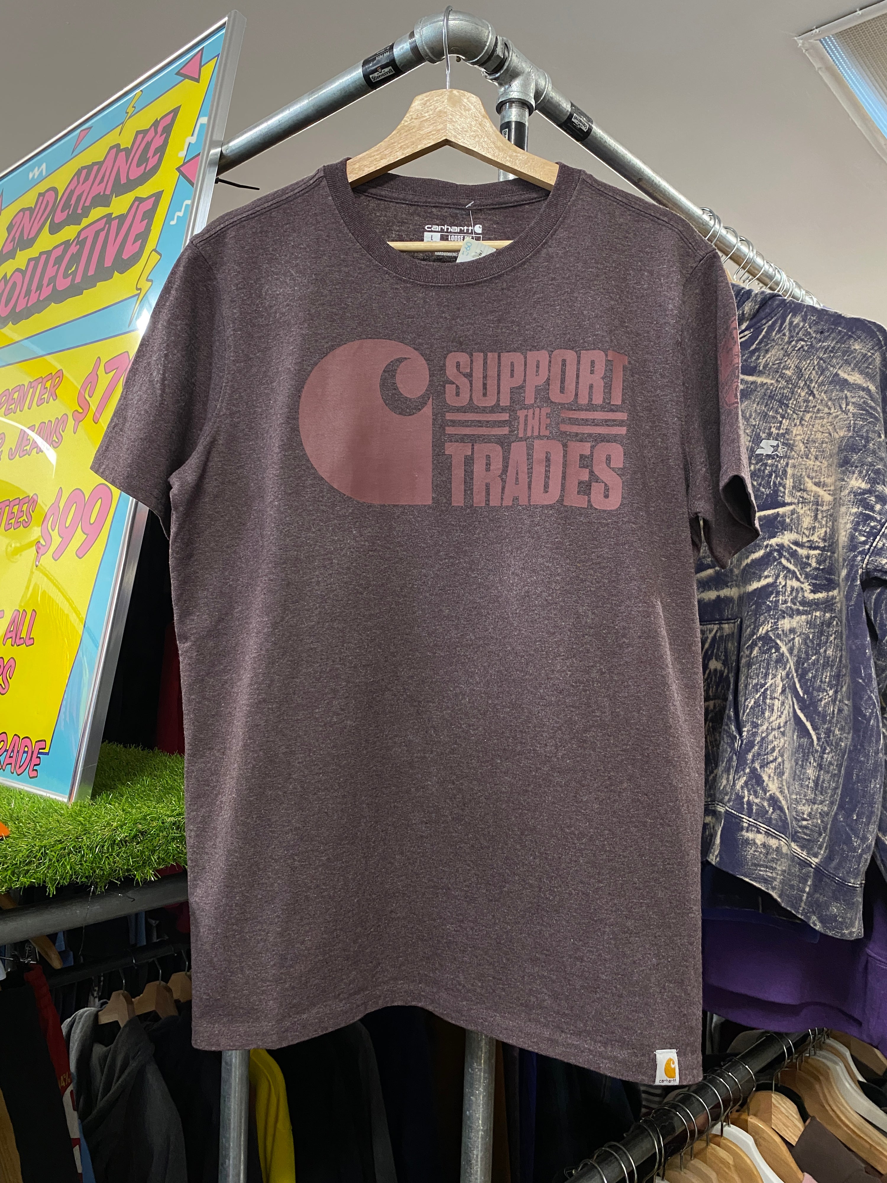 L - Carhartt Wine/Plum Support The Trades (12-14) Tee