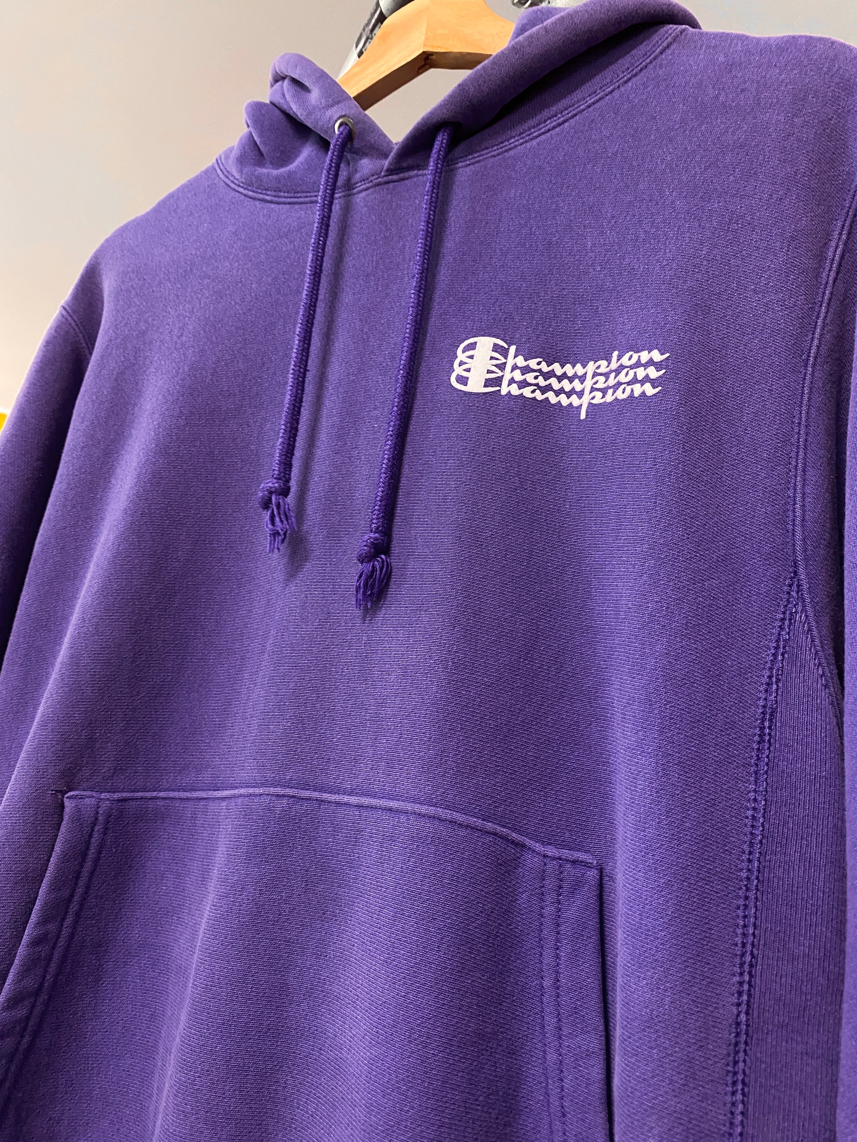 S - Champion Reverse Weave Purple 3 Spellout Hoodie