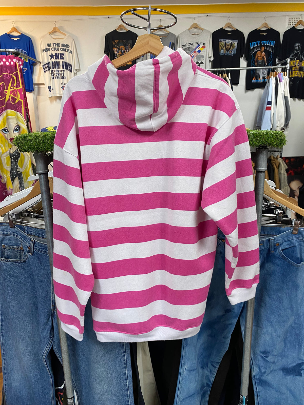 [L] Mackinac Island Pink Stripy Hoodie