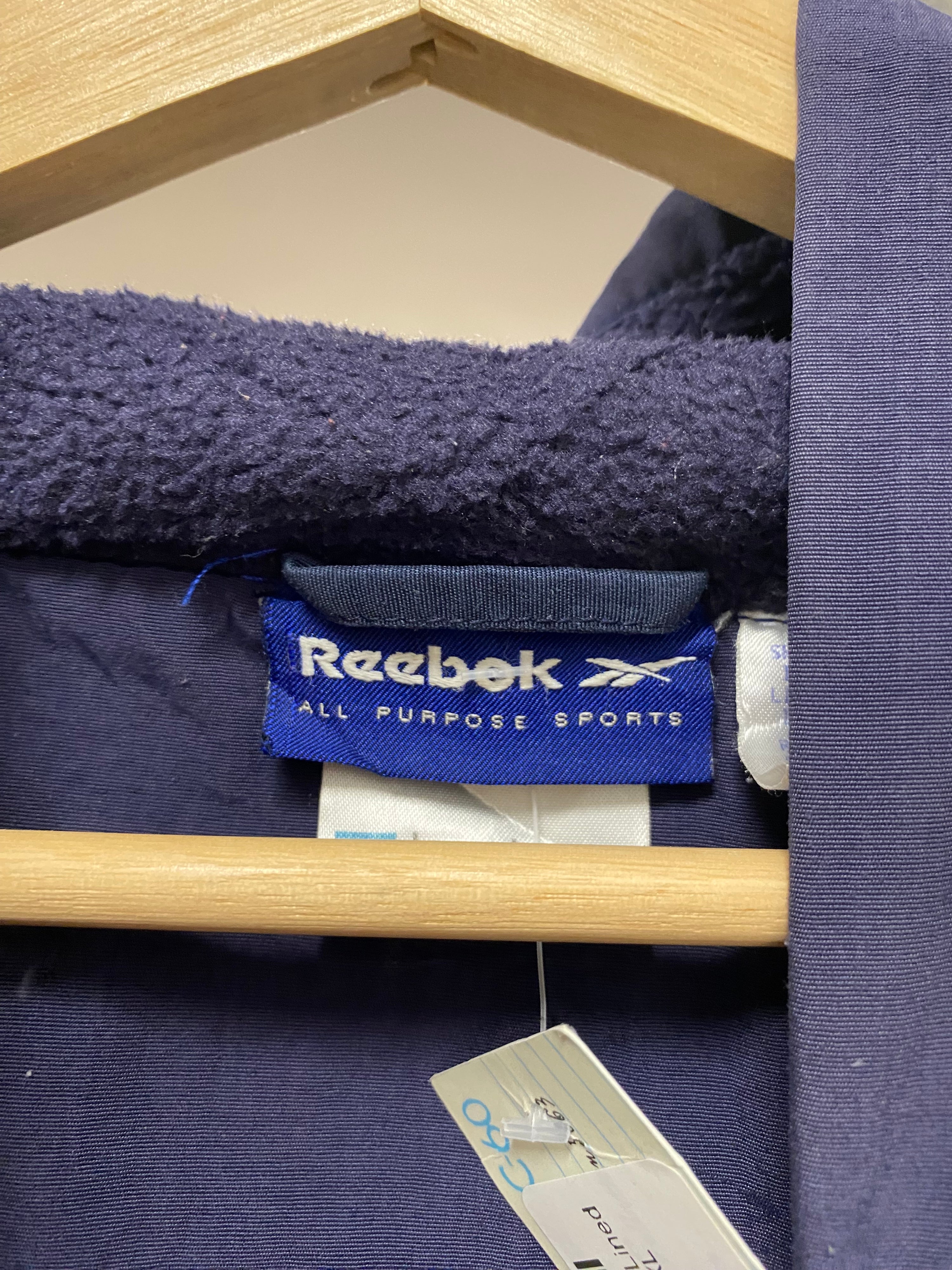 XL - 2000s Reebok Fleece Lined Hooded Blue Jacket
