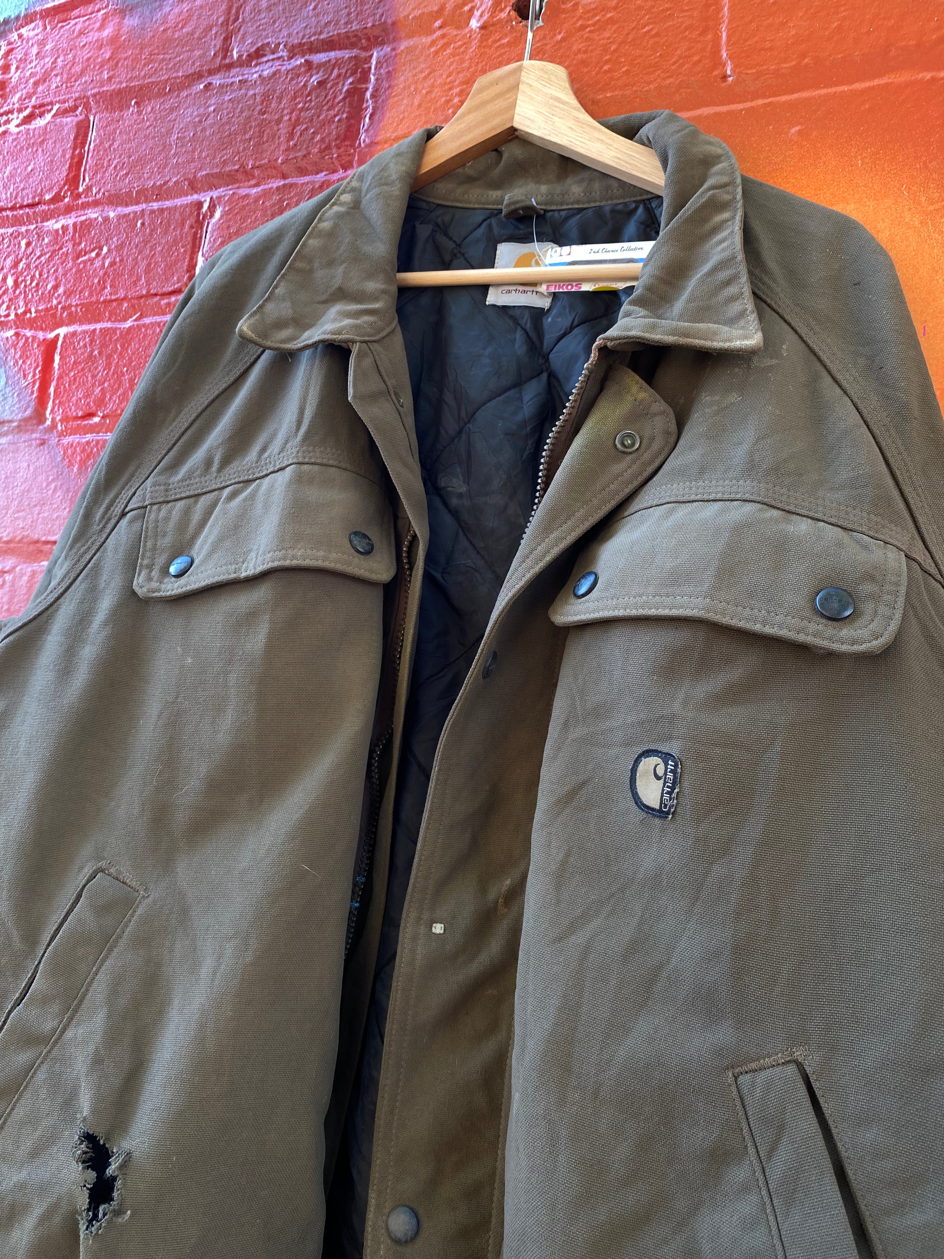 [L] Carhartt Khaki Army-Style Jacket Broken Zip