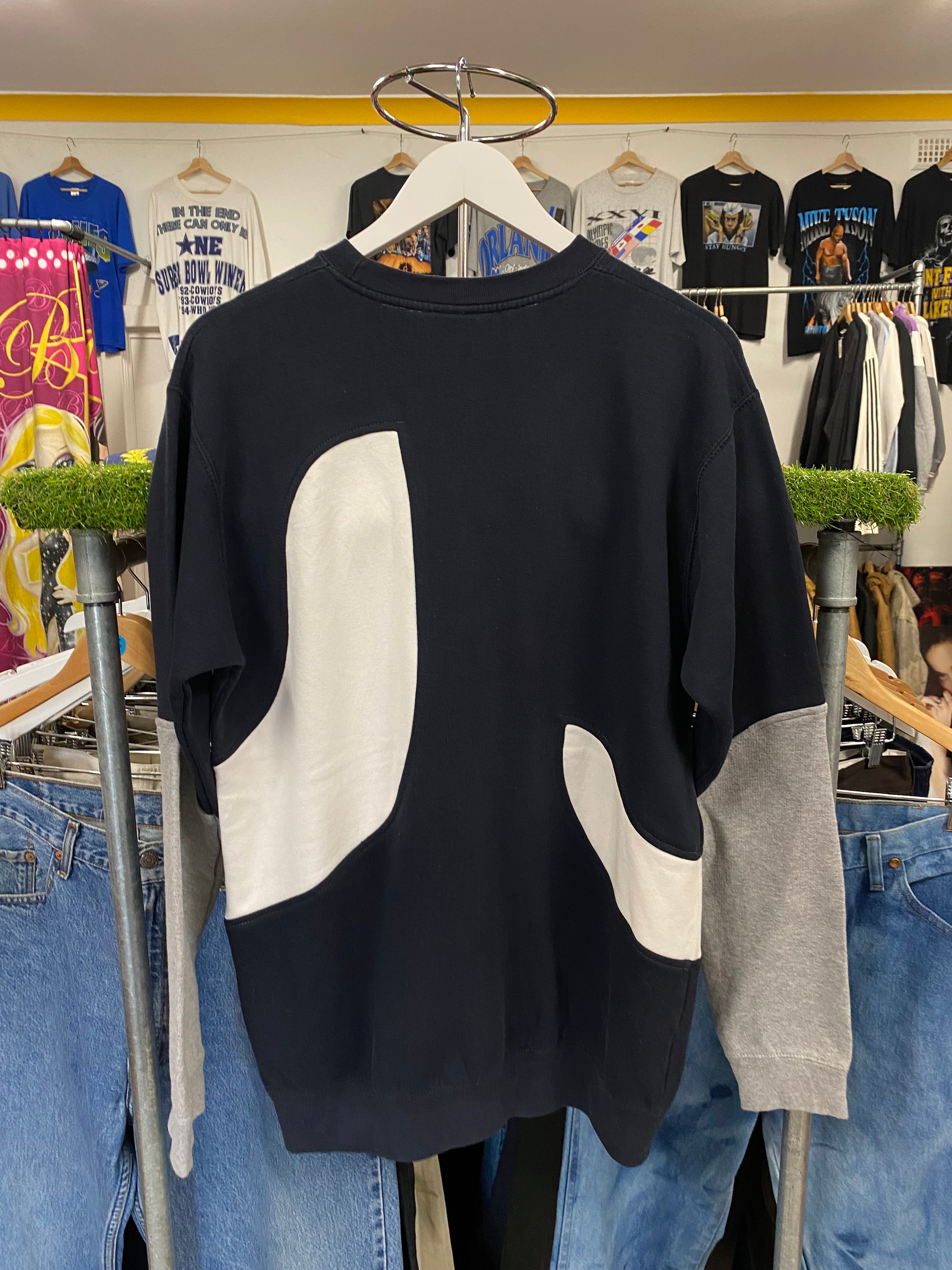 [S] FILA Black/White Colourblock Jumper Neon Logo