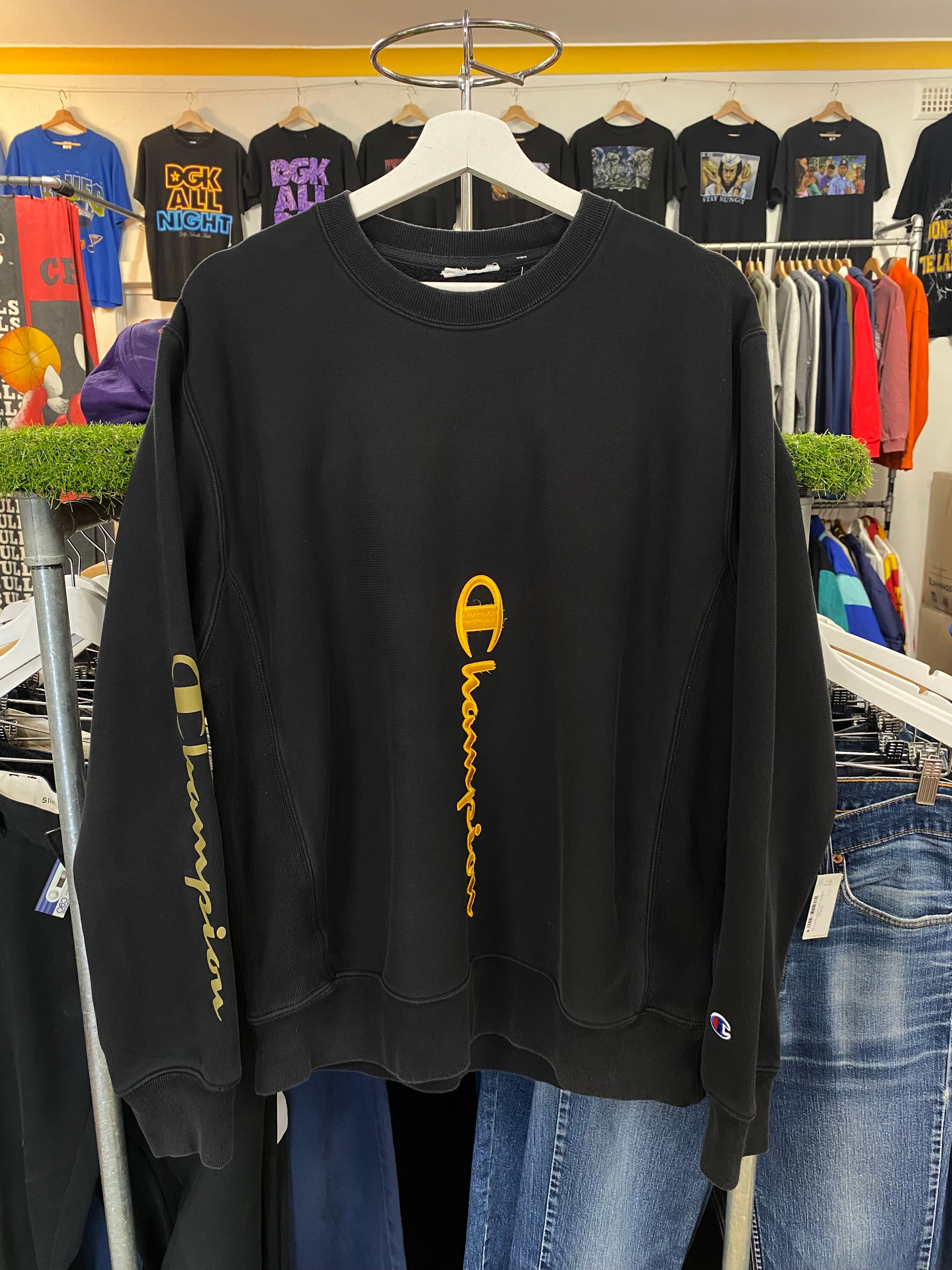 [M] Champion Multi Logo Black Jumper