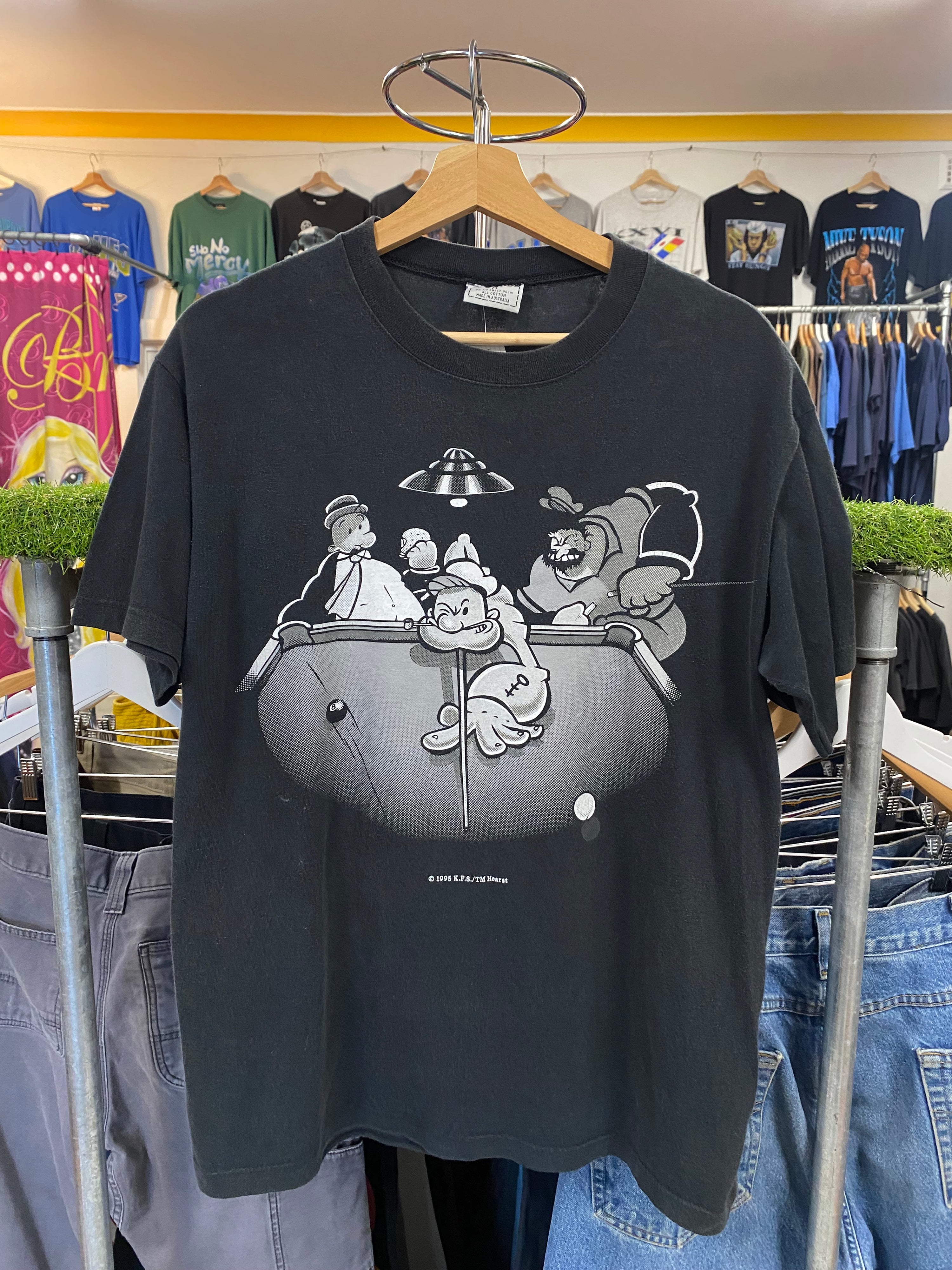 [M] 1995 Popeye 'Numero Uno' Double Sided Bonds Tshirt