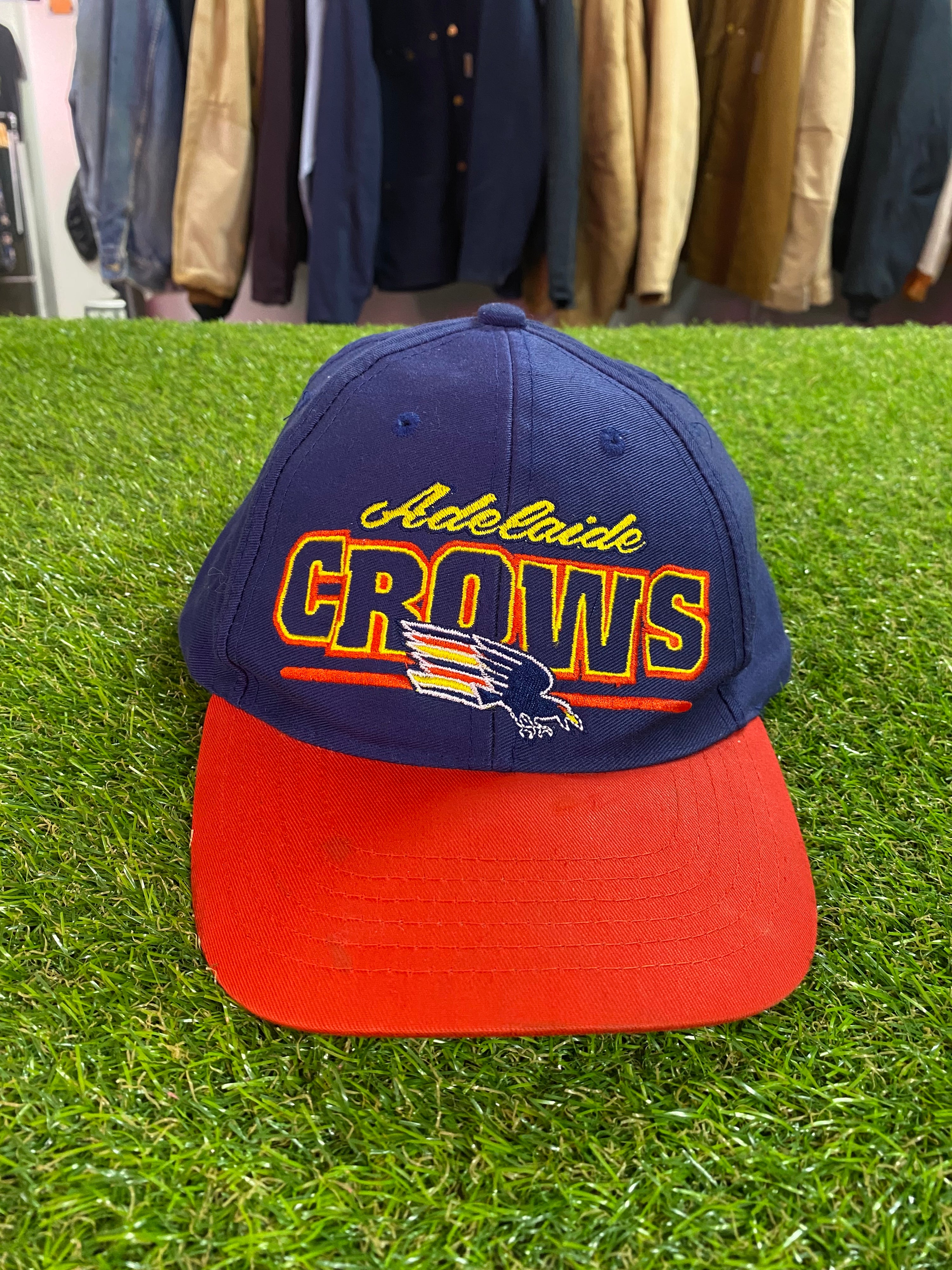 Vintage Adelaide Crows Red Brim Cap Warthog Creature Tag
