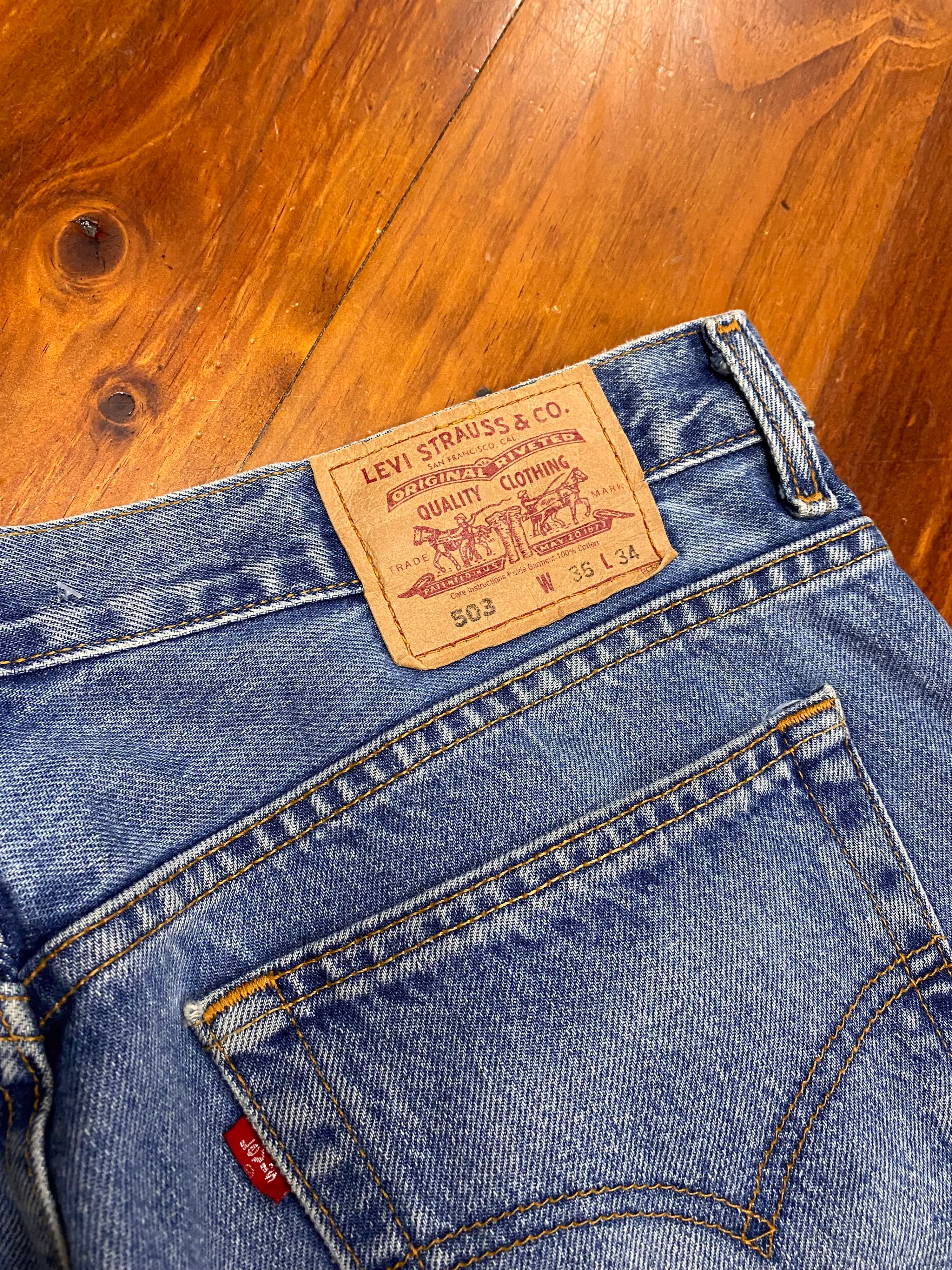 [35] Levi's 503 Blue Denim Jeans 35x34