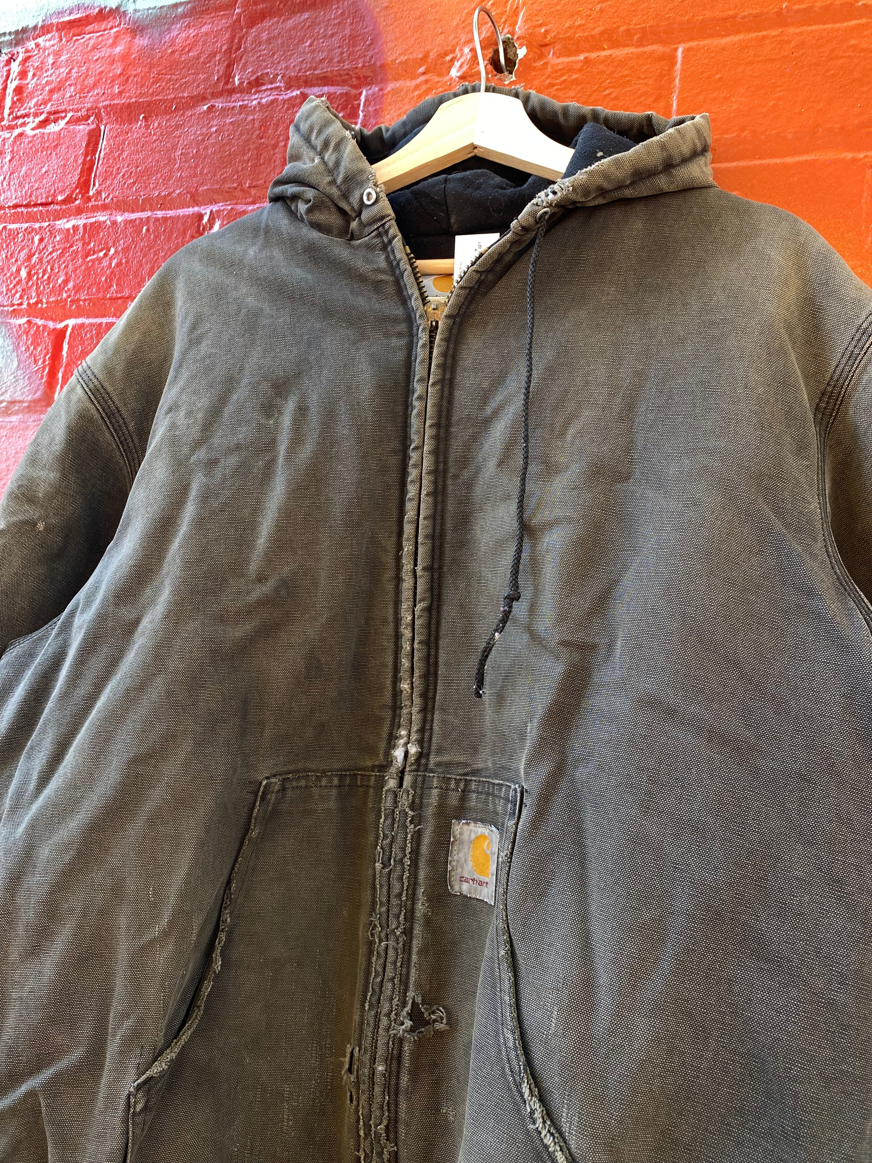 [XL] Carhartt Thrashed Grey Active Jacket Broken Zip