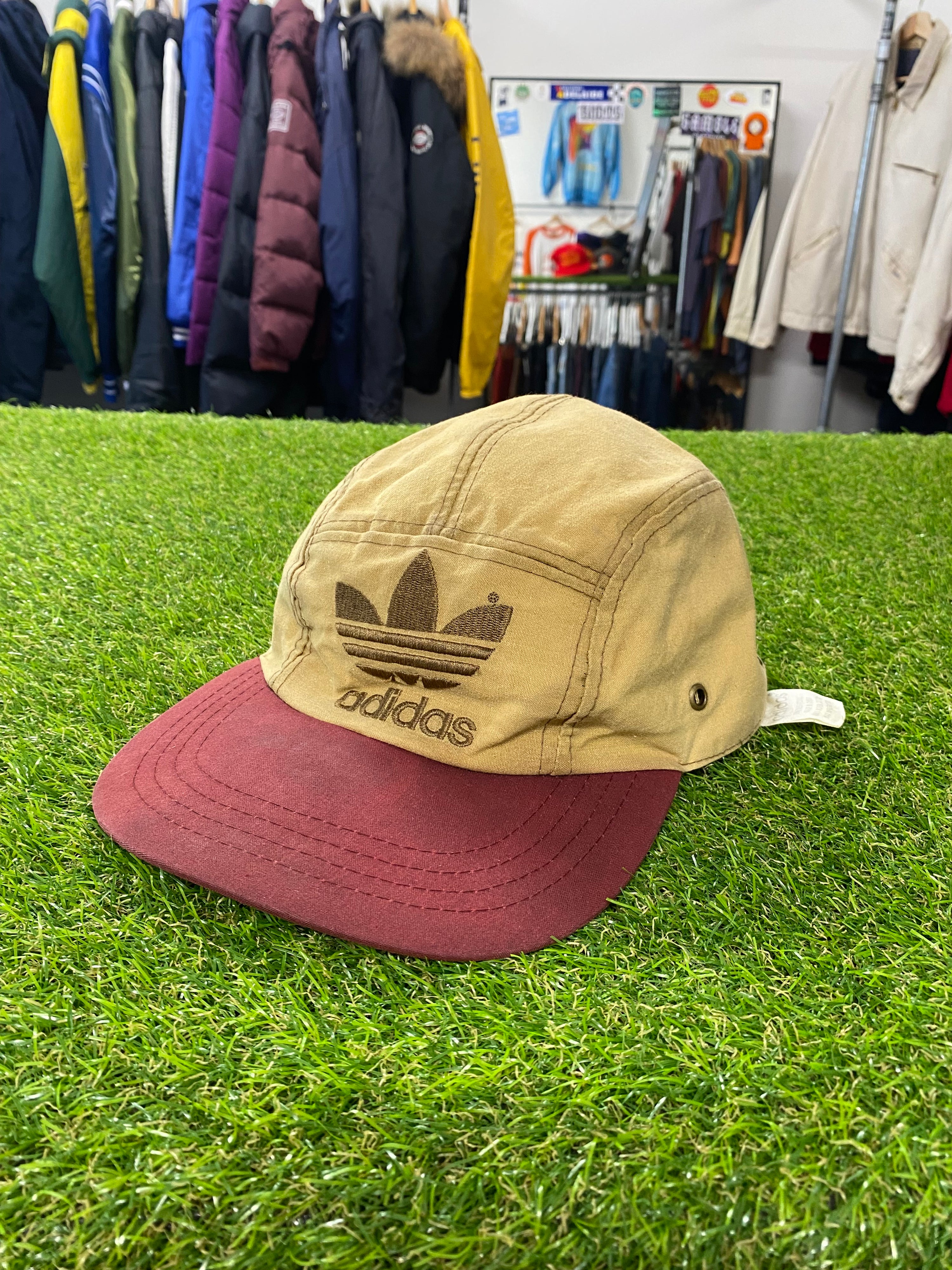 [M] Adidas Cuffed Tan/Maroon Hat