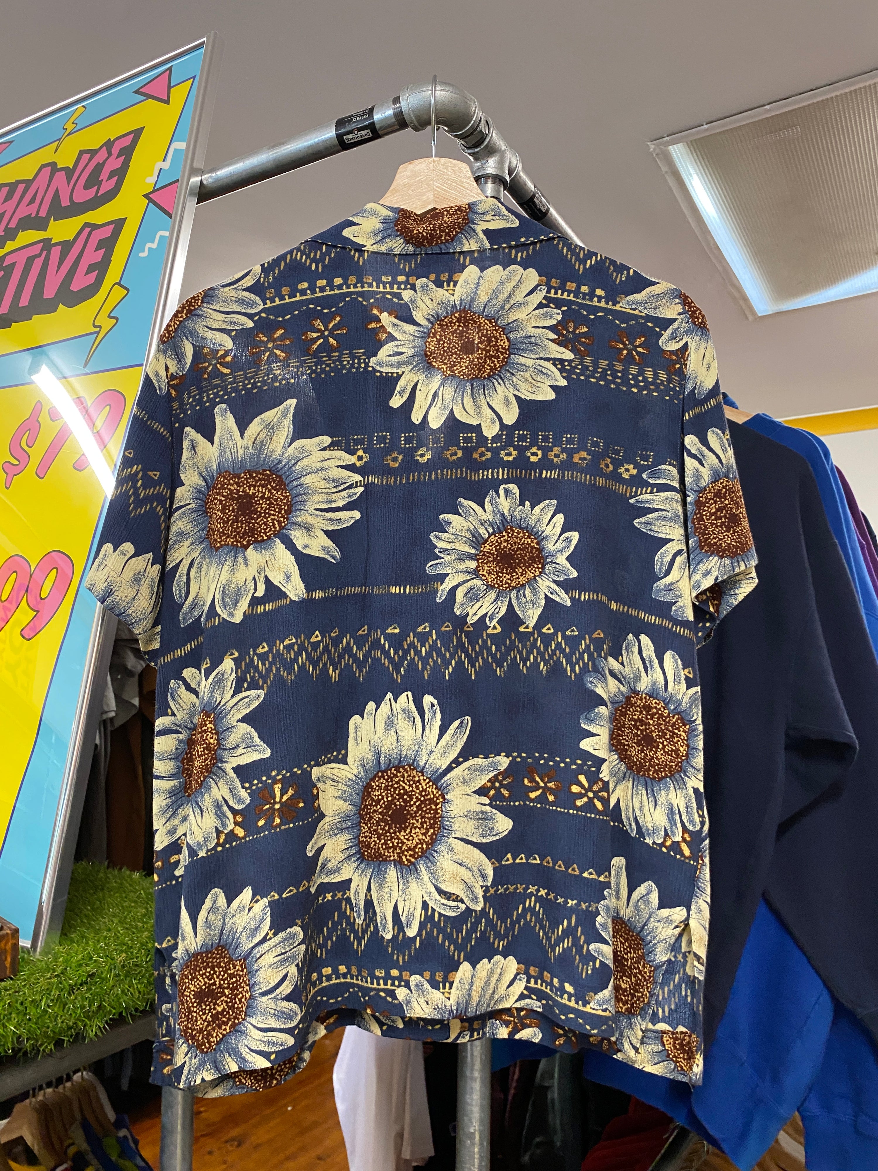 S - Saville Sunflower Blue Hawaiian Button-up