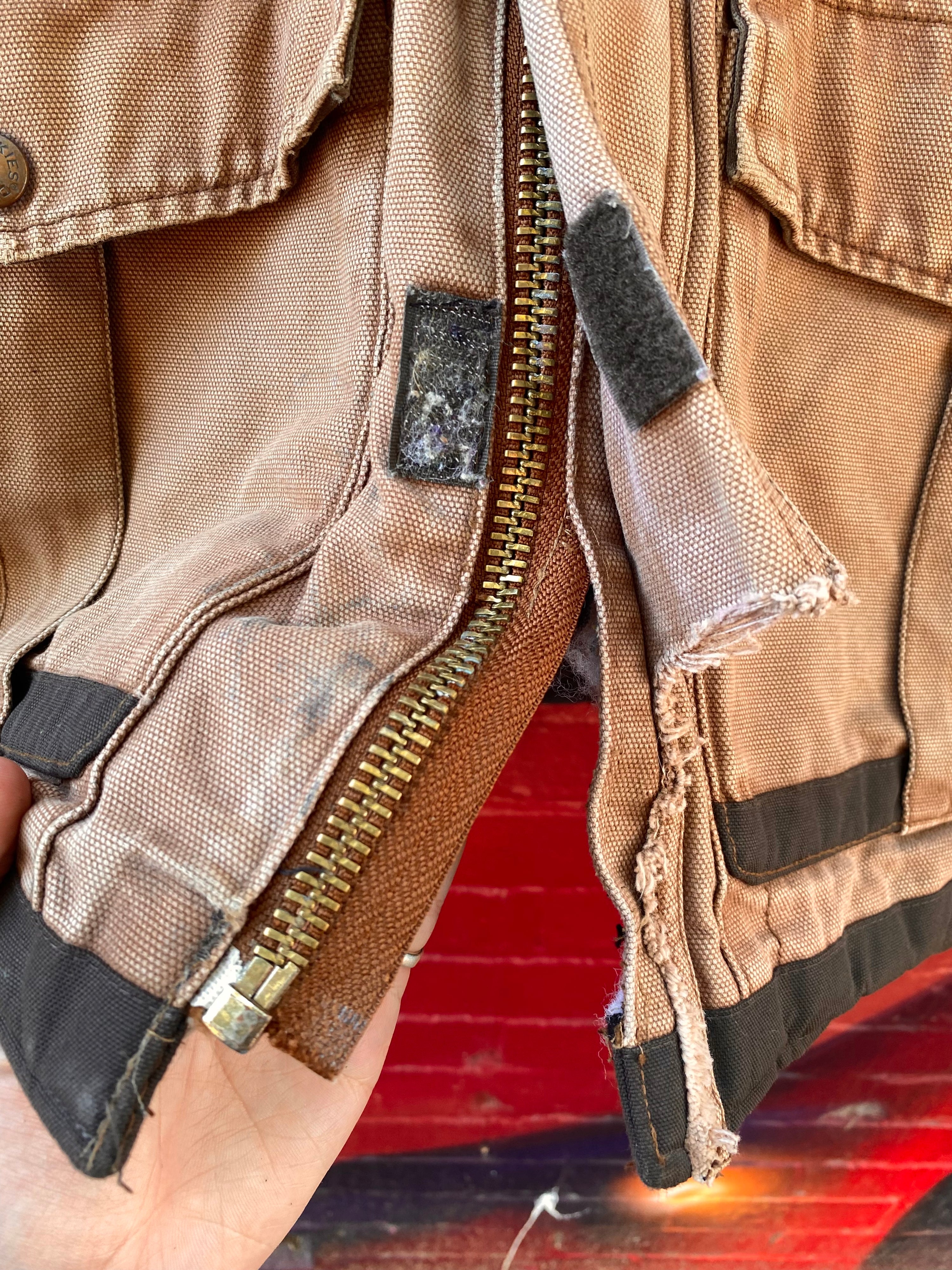 [XL] Dickies Faded Brown Chore Jacket Broken Zip
