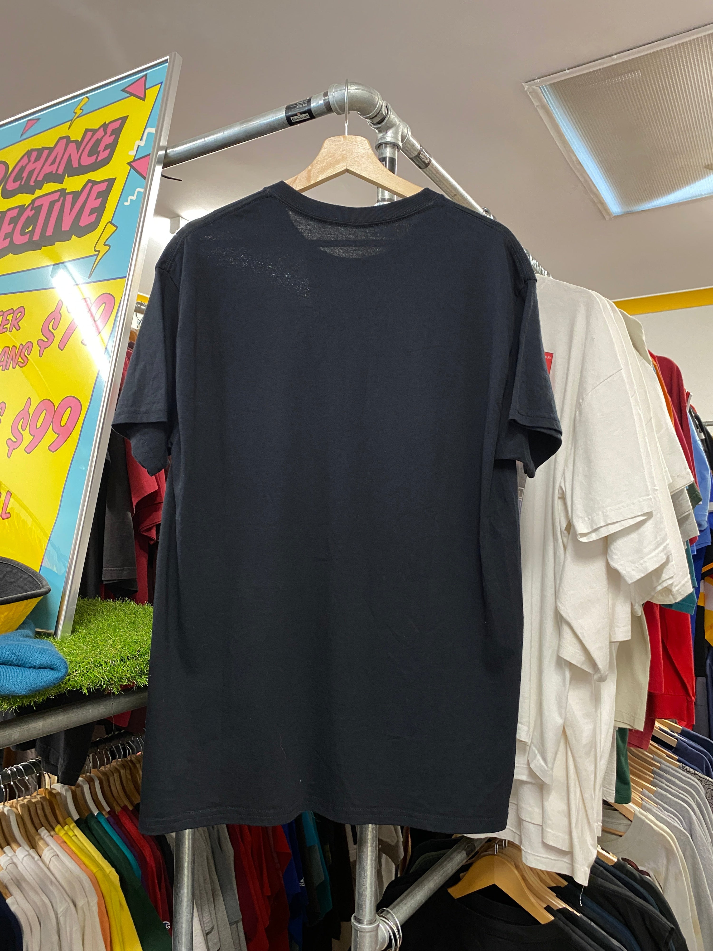 L - The Angels Modern Silver Logo Black Tee