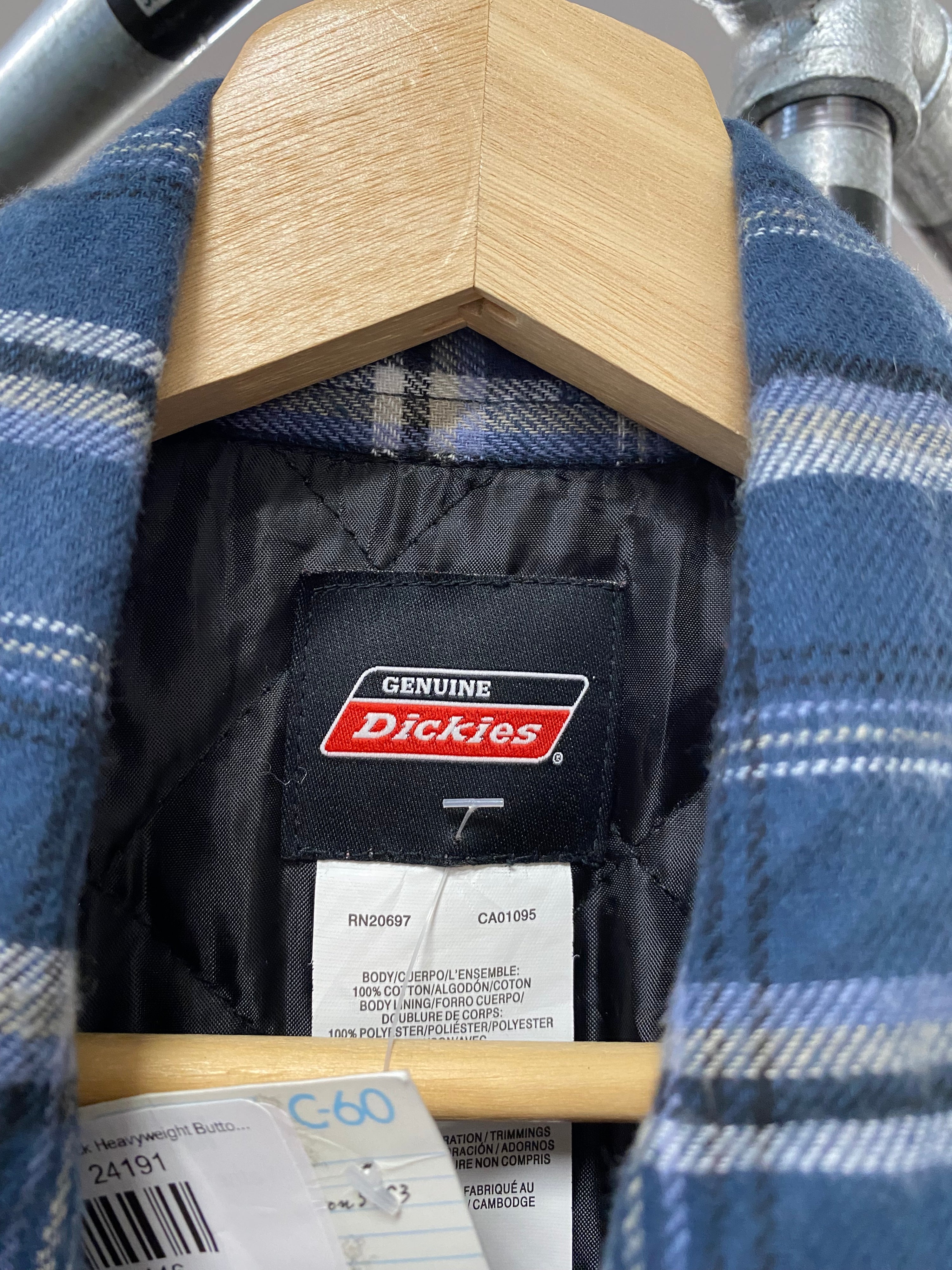 [L] Dickies Blue/White Check Heavyweight Button Up
