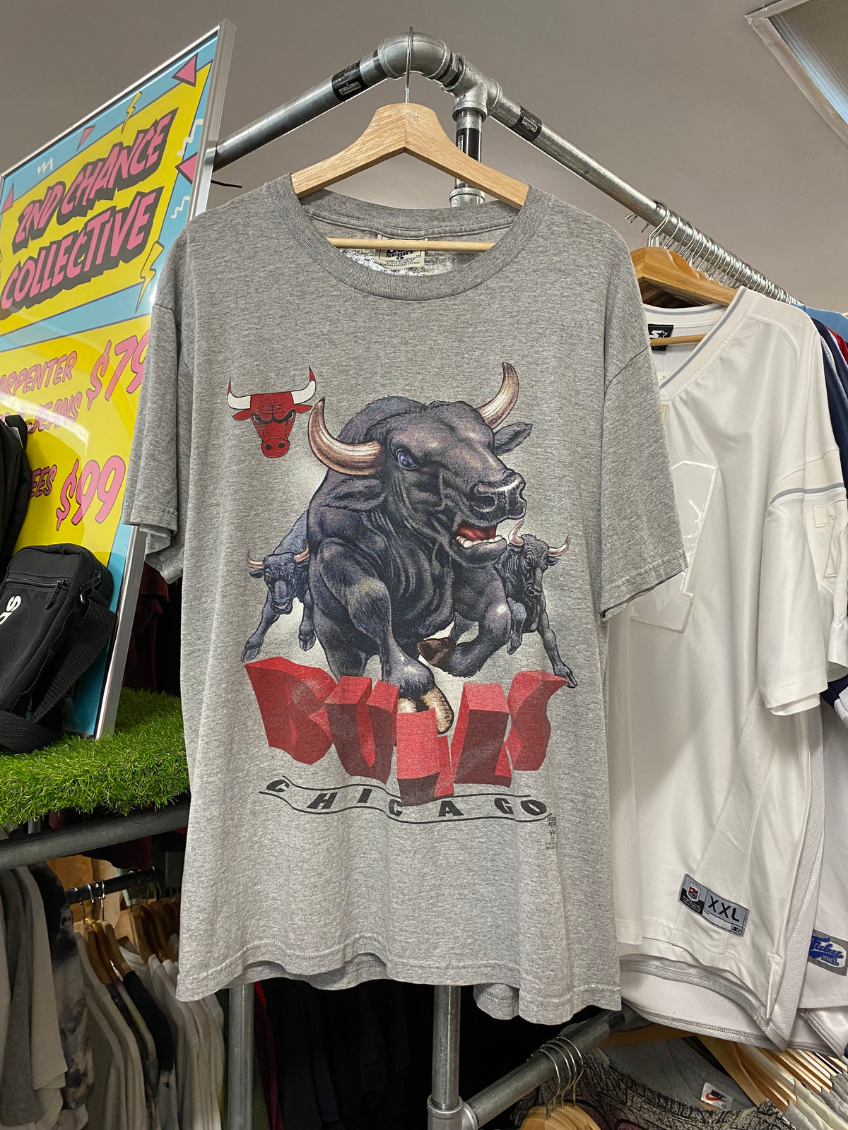 [L] Vintage 90s Chicago Bulls LEE Grey Tshirt