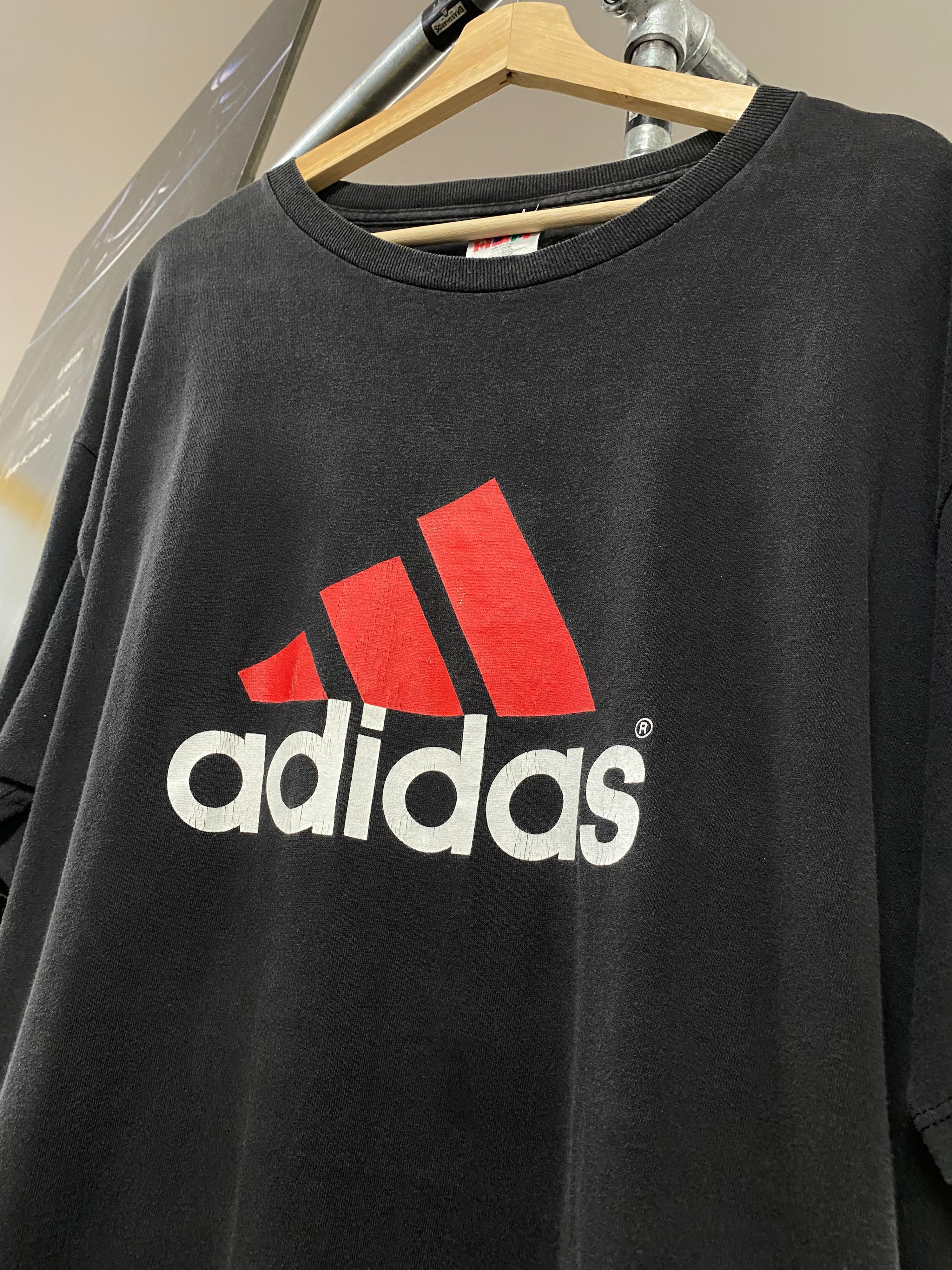 L - Adidas Big Red/White Centre Logo Black Tee