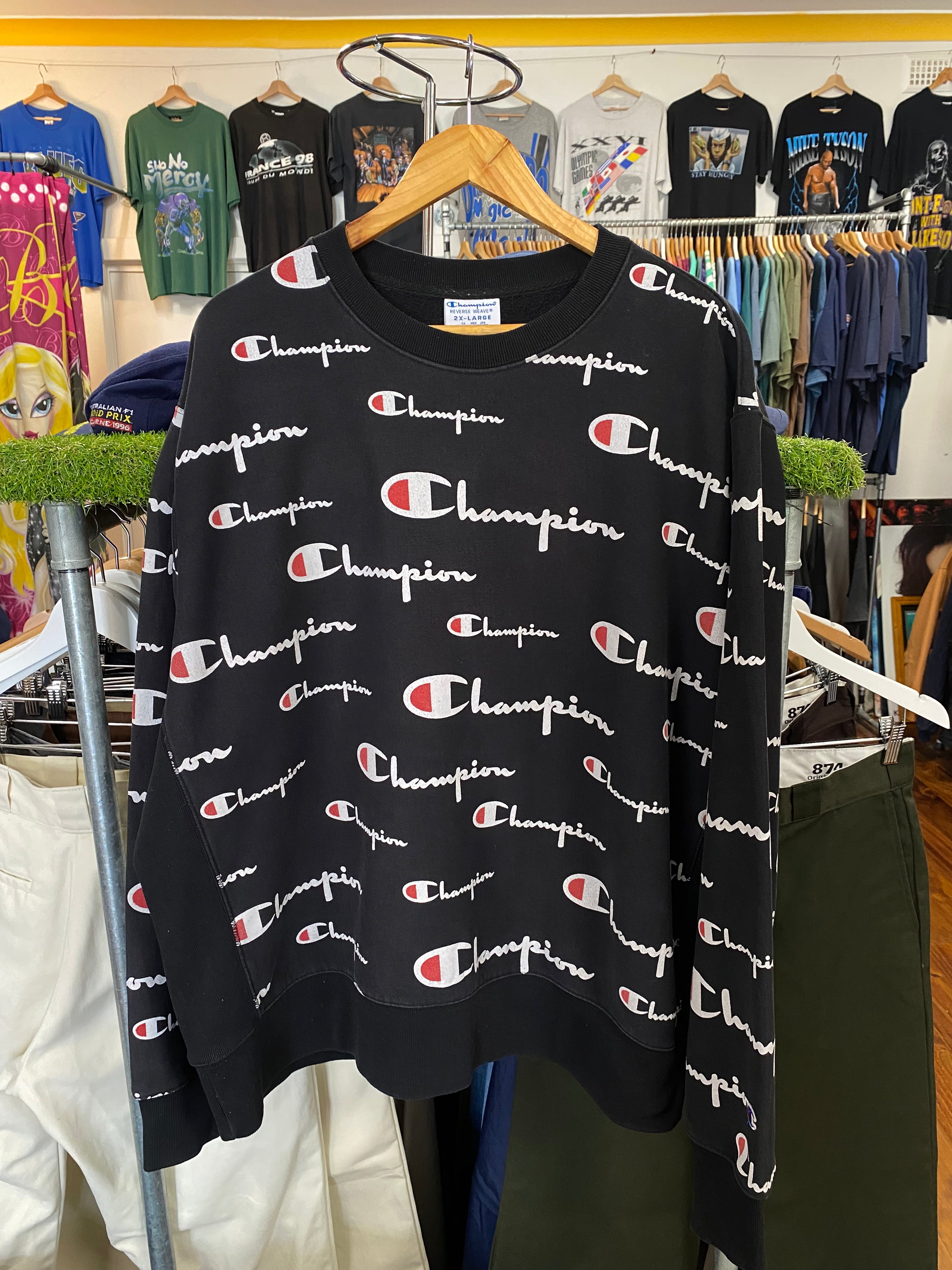 2XL - Champion All Over Print Black Jumper