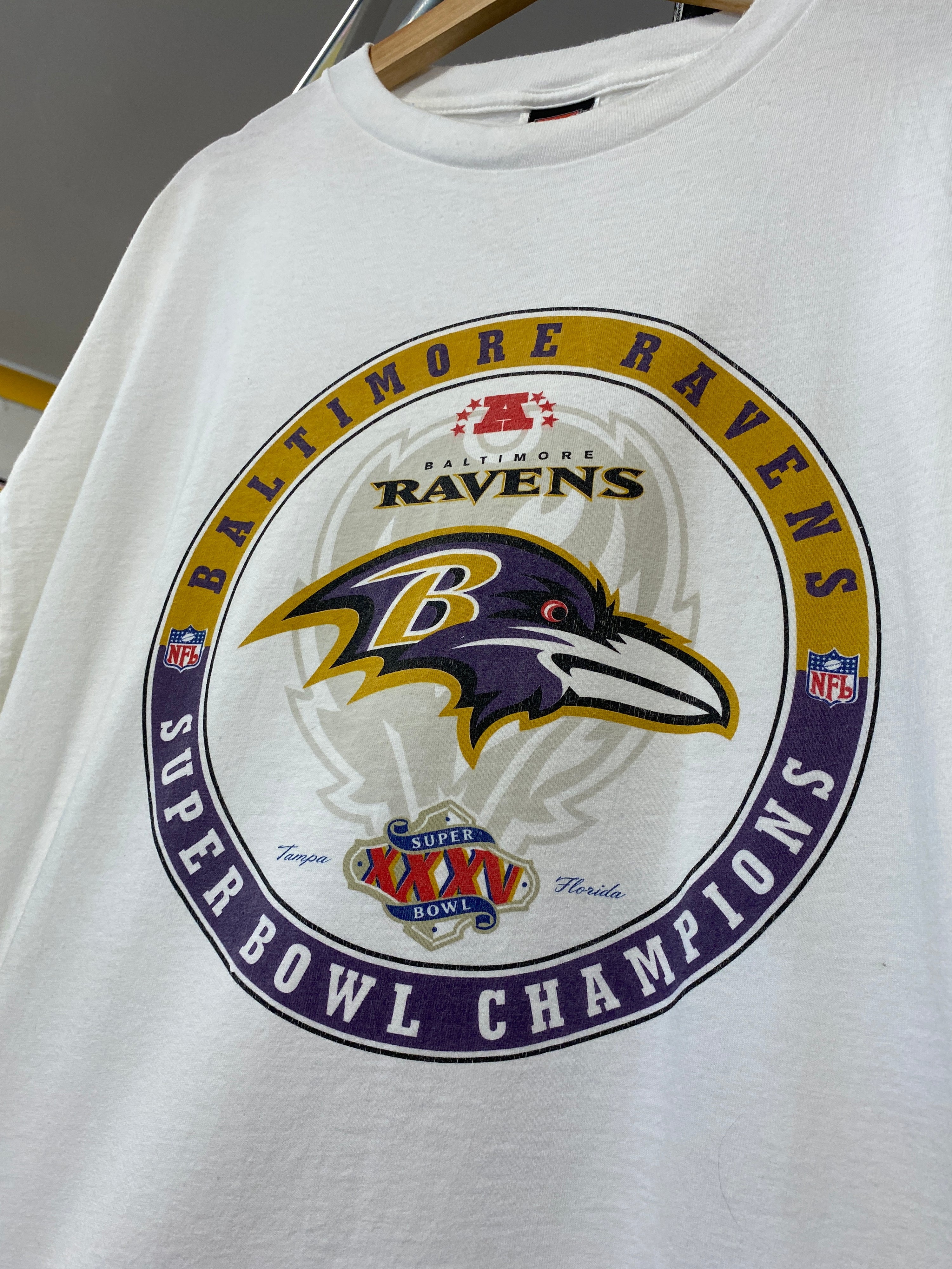 XL - 2001 Baltimore Ravens Superbowl Champions White Tee