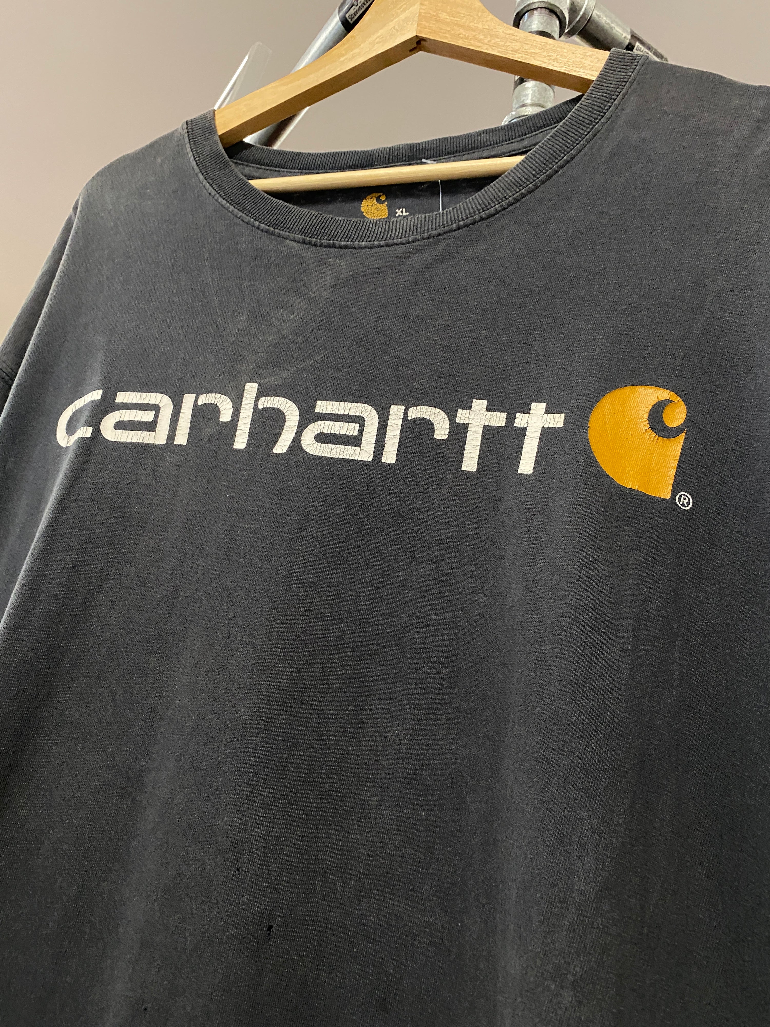 XL - Carhartt Faded Black Distressed Spellout DS