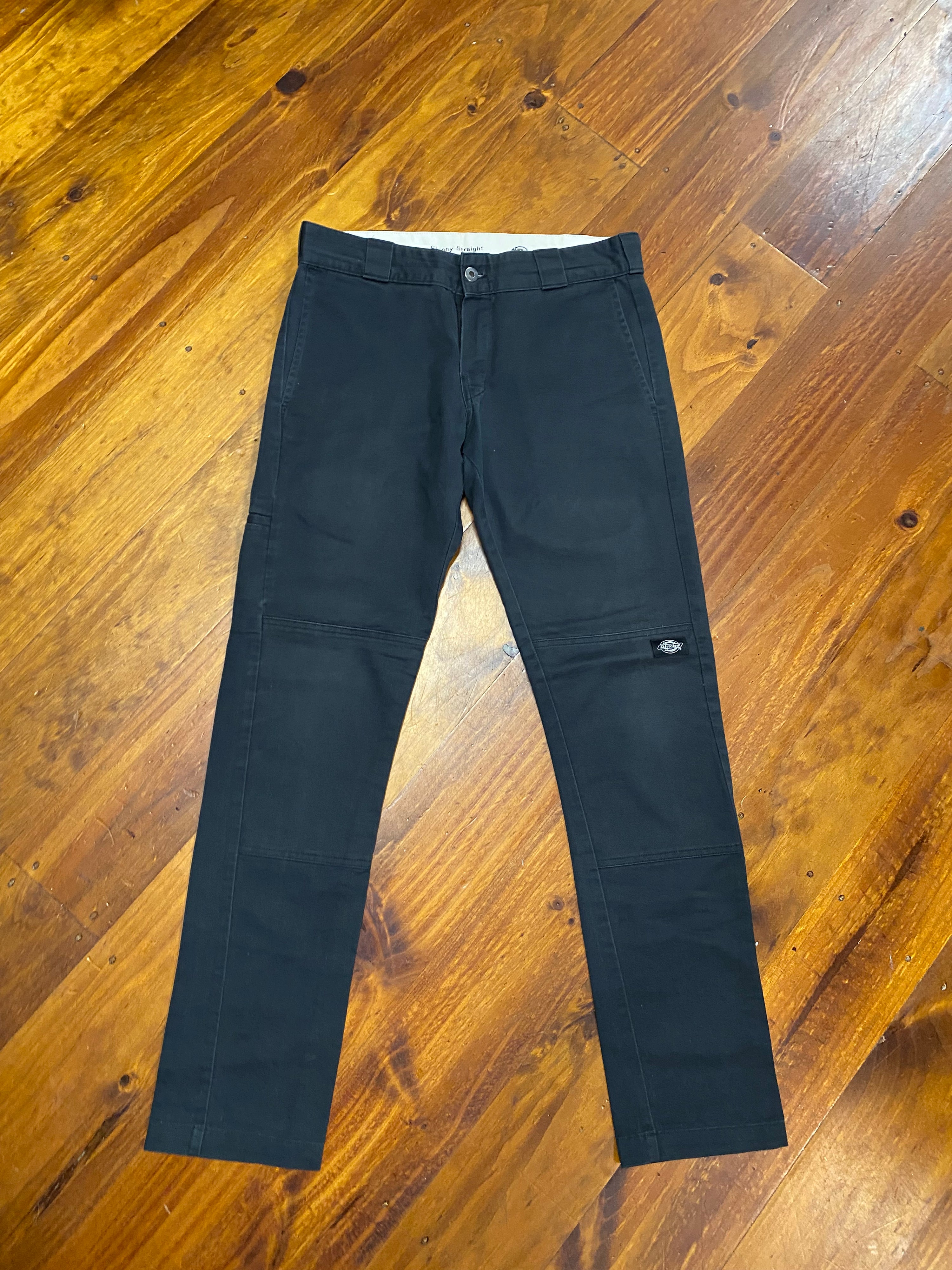 [30] Dickies Skinny-leg Double Knee Work Pants Black