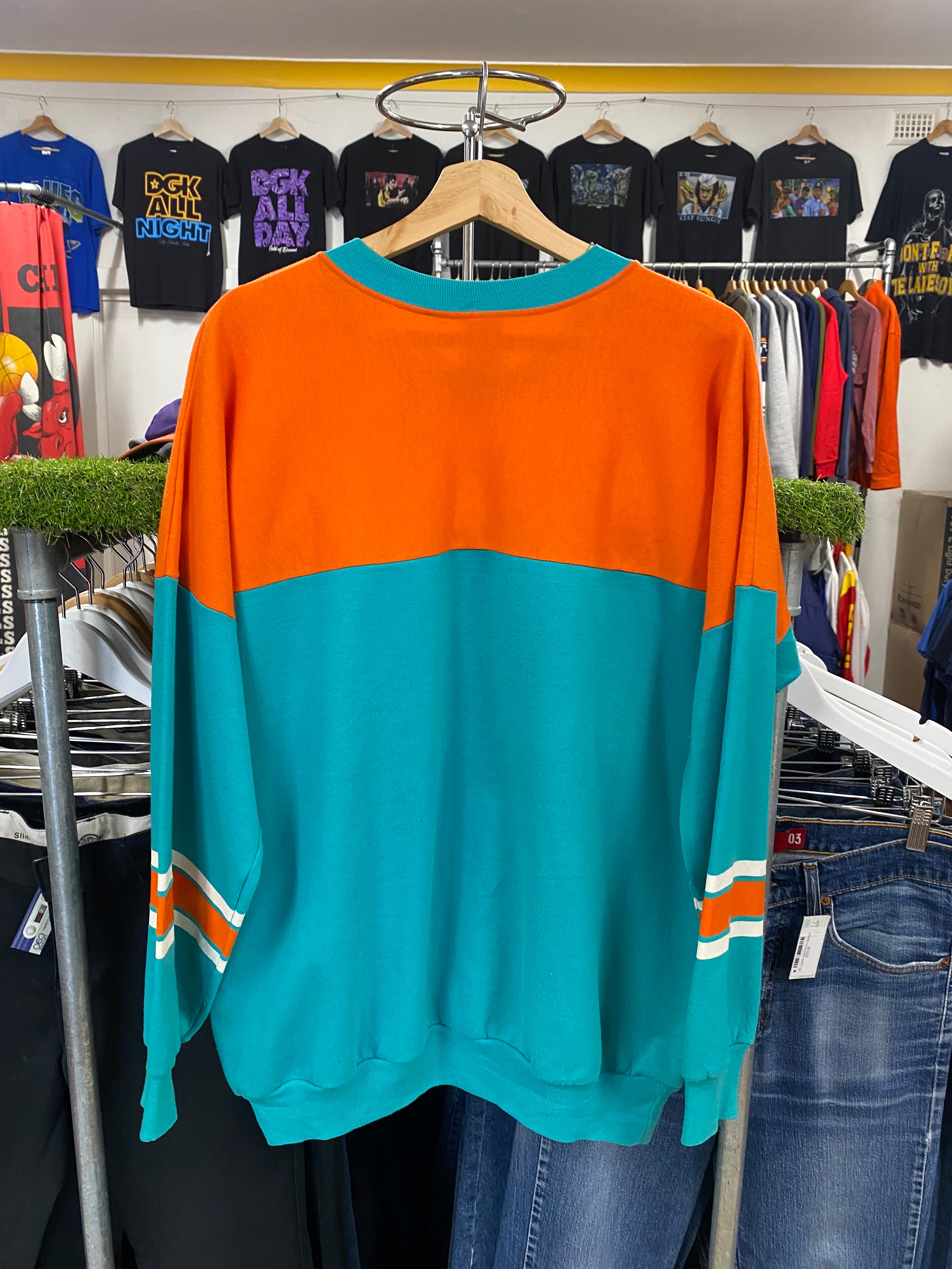 [XL] Vintage Miami Dolphins Split Colour Logo Jumper