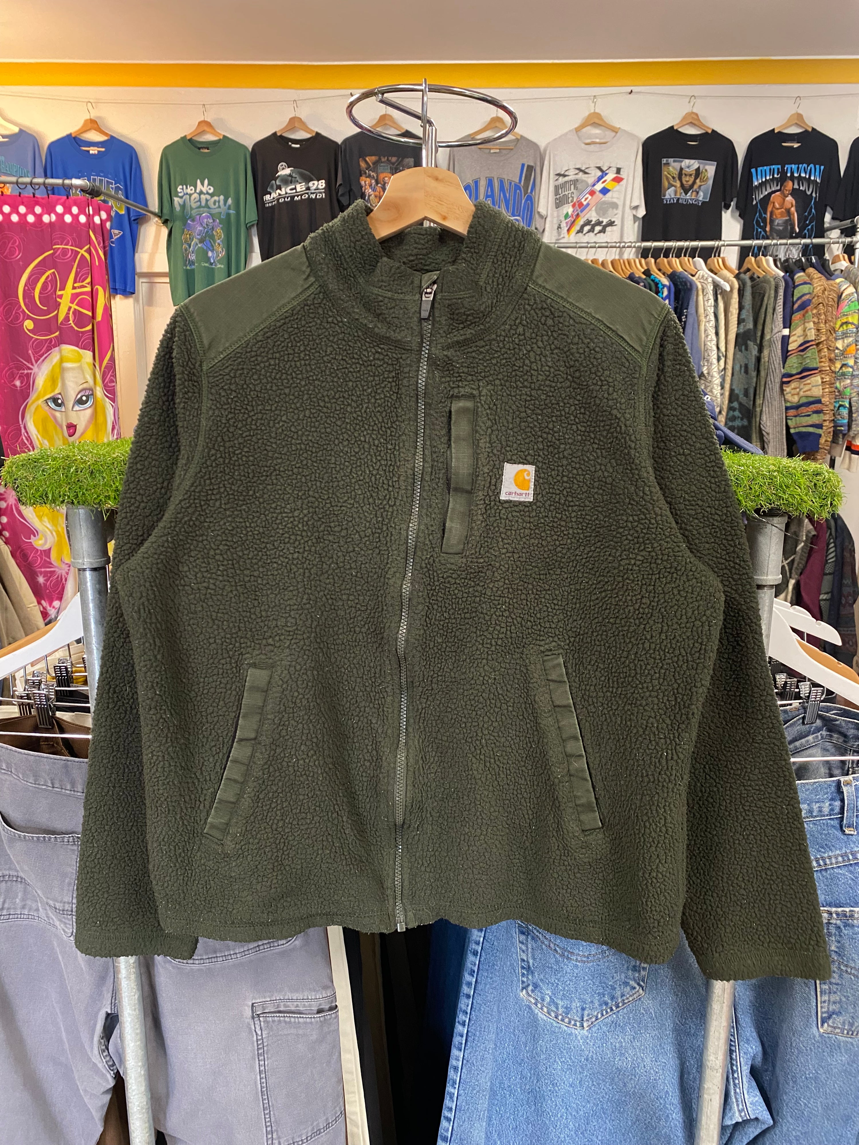 [S] Carhartt Green Fleece Full-Zip Jumper