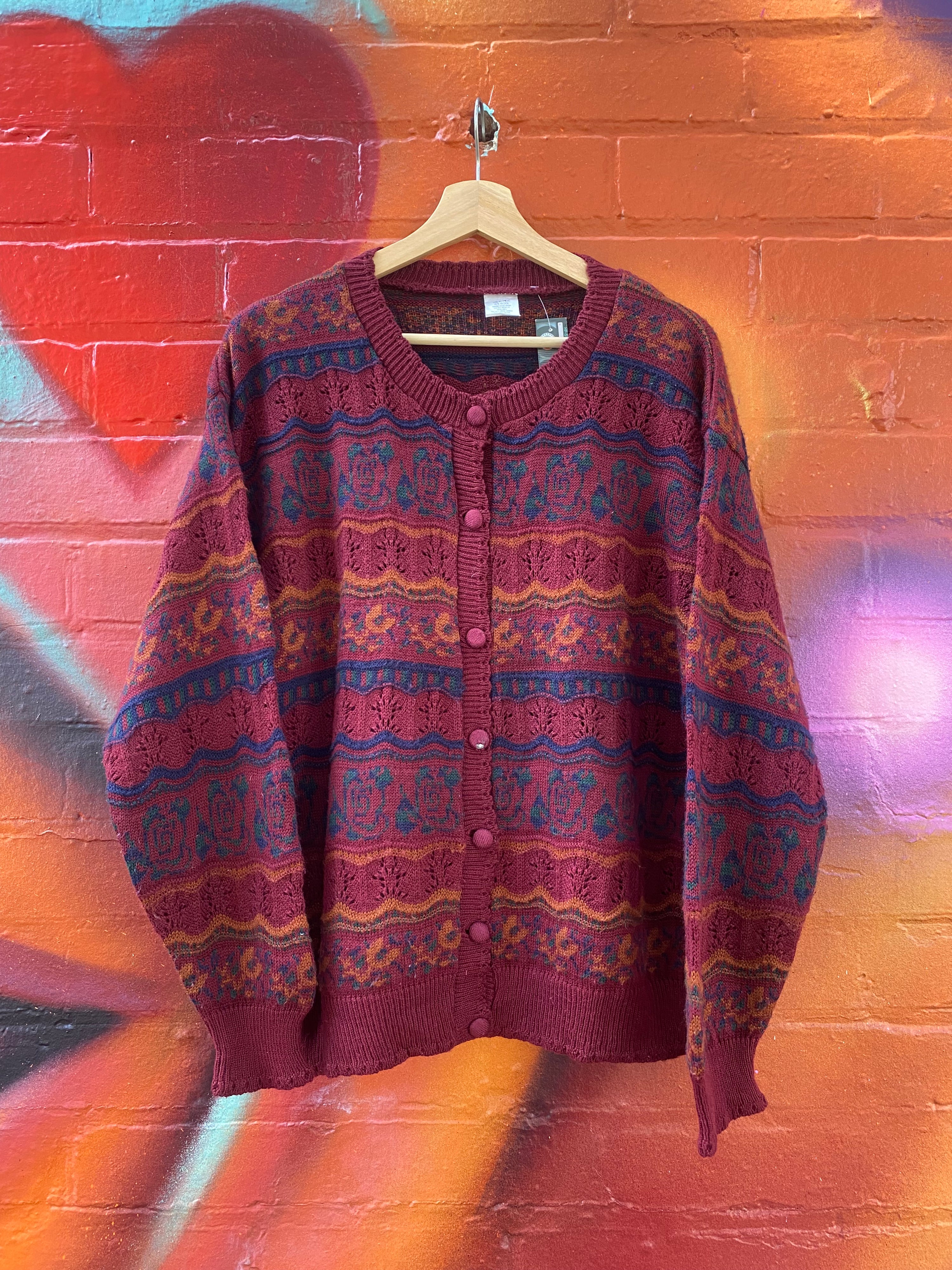 [S] Maroon Button-up Cardigan Made in Aus