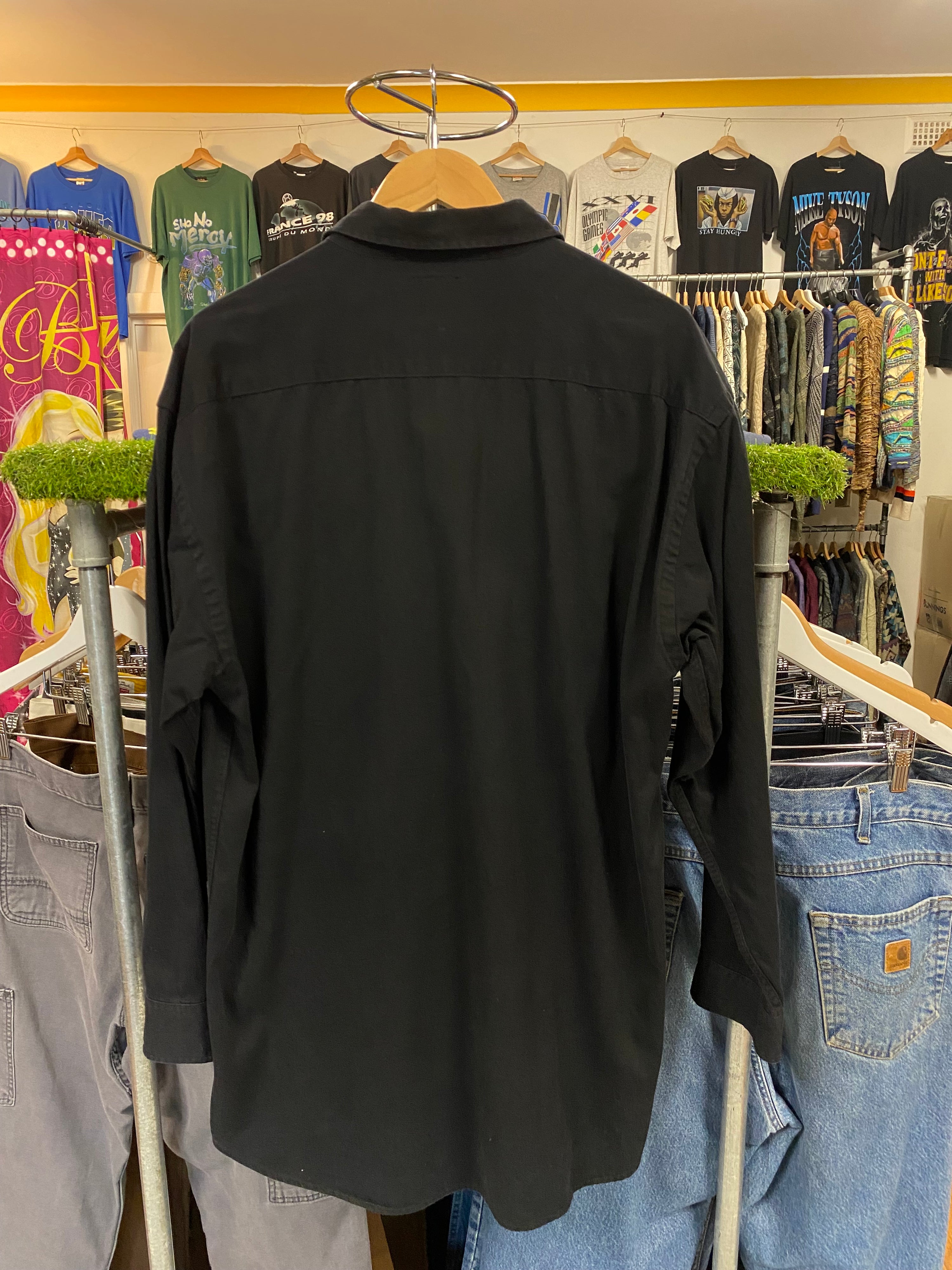 [XL] Castrol Racing Embroidered Black Long Sleeve Button Up