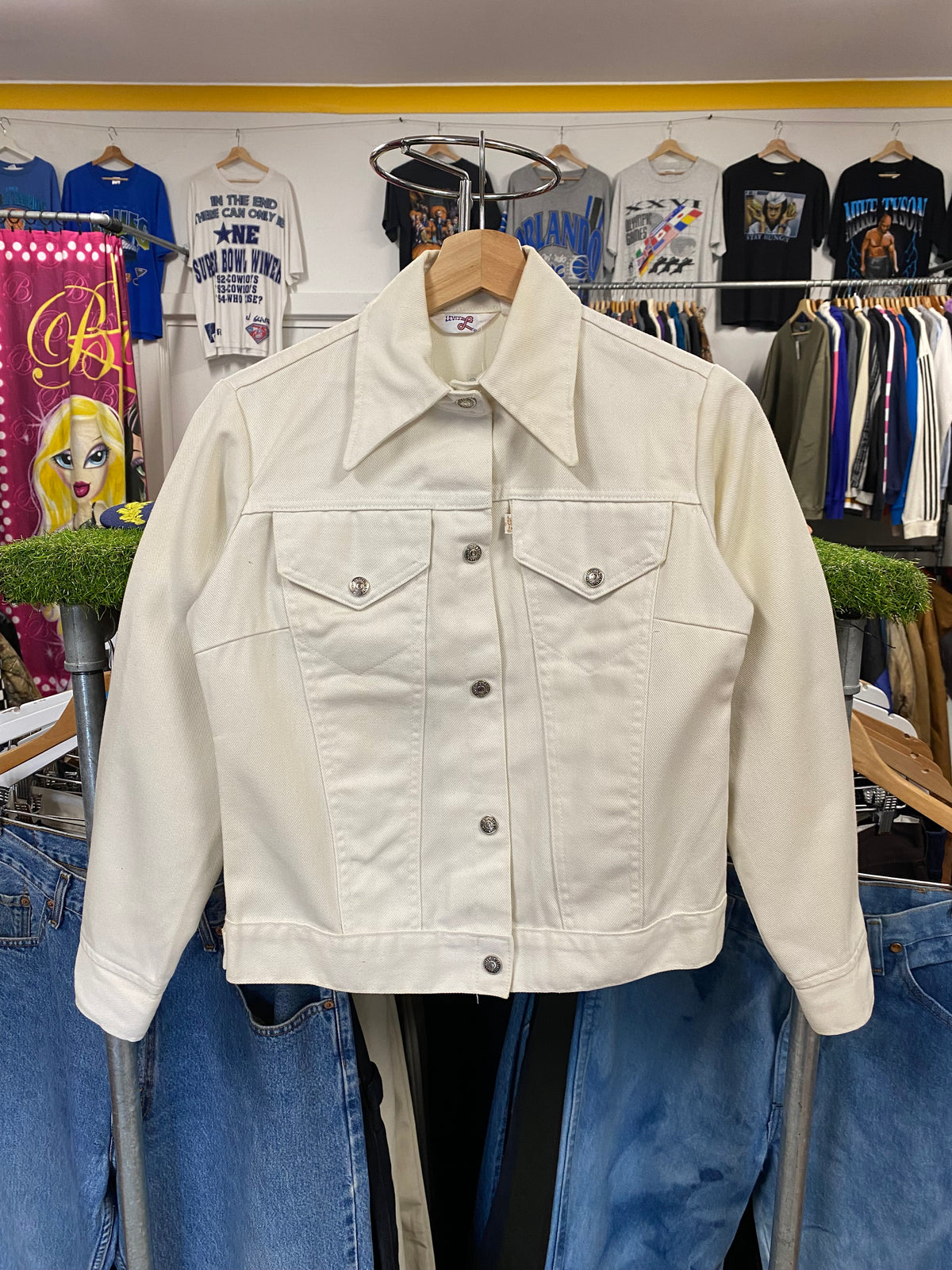 [S] Levi's White Denim Button up jacket