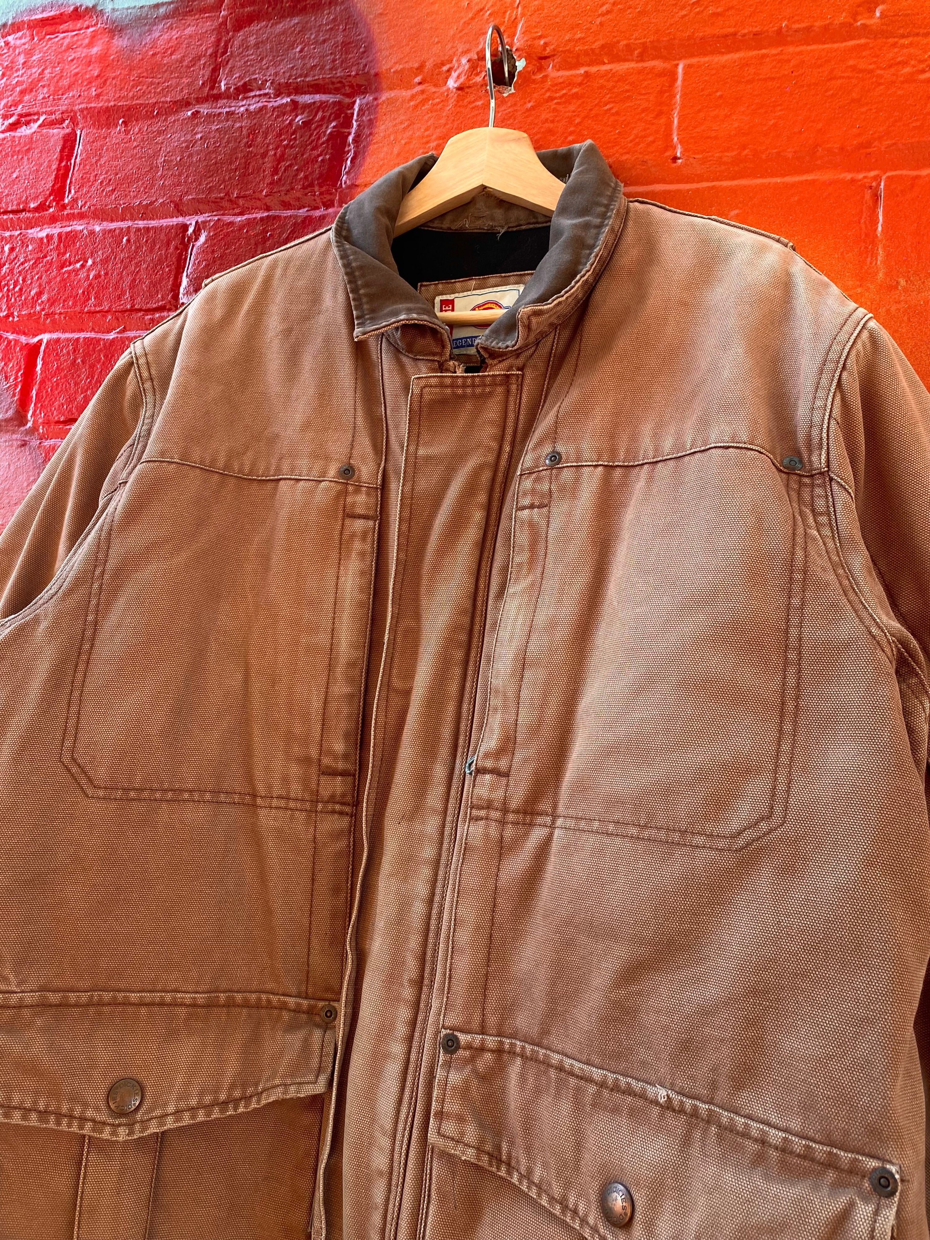 [XL] Dickies Faded Brown Chore Jacket Broken Zip