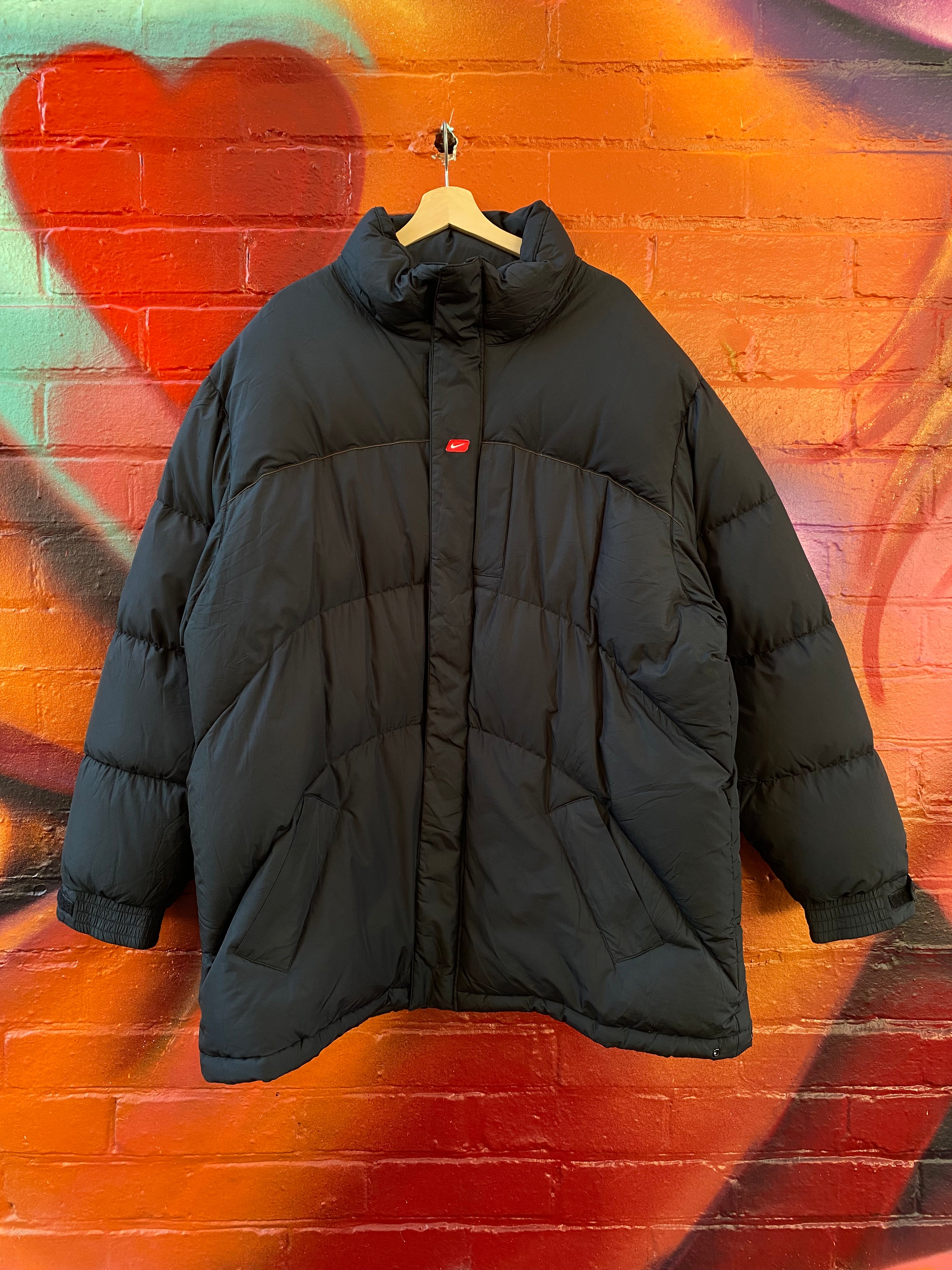 [2XL] Nike Black Puffer Jacket Small Red Tick