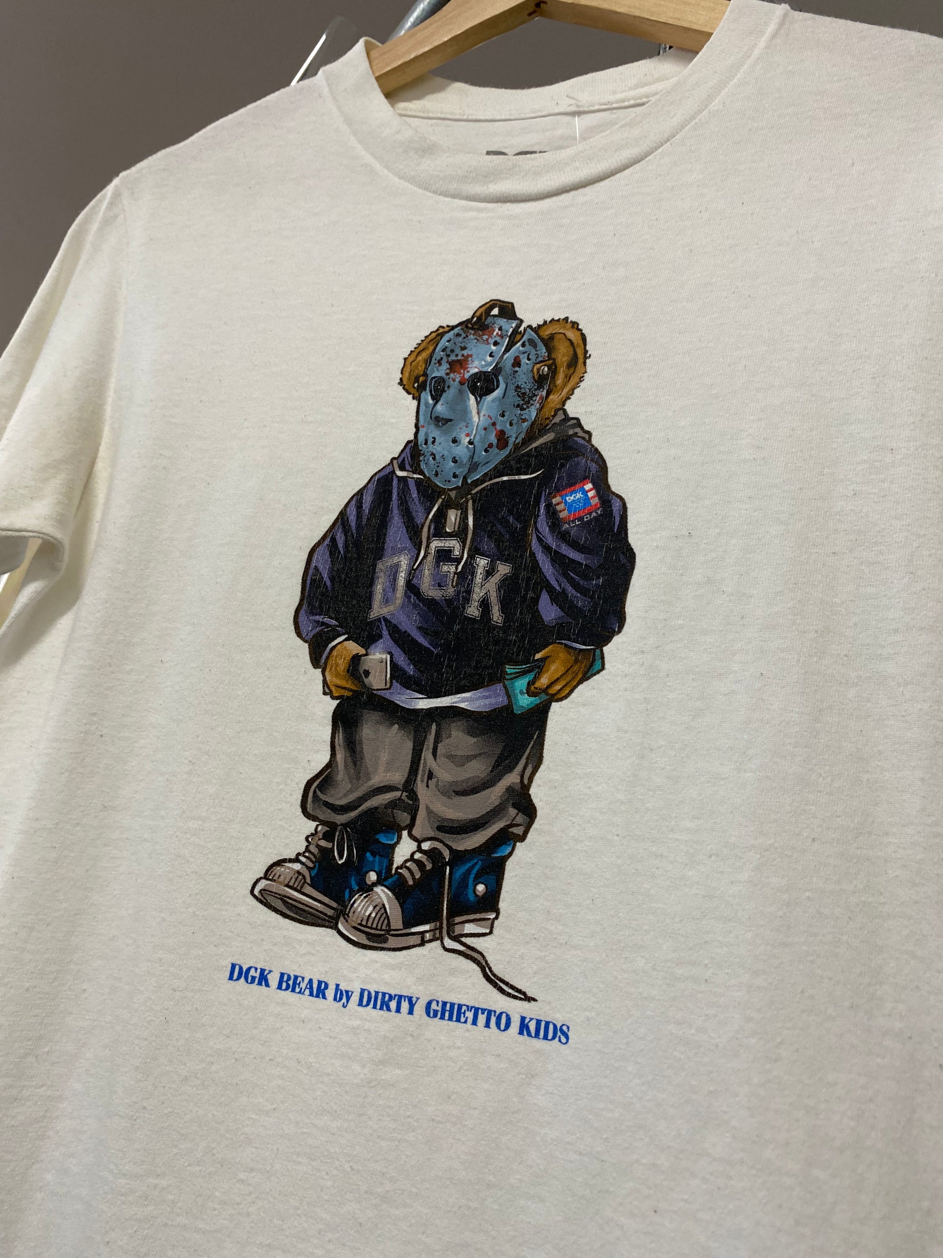 S - DGK Bear Blood Spatter Hockey Mask White Tee