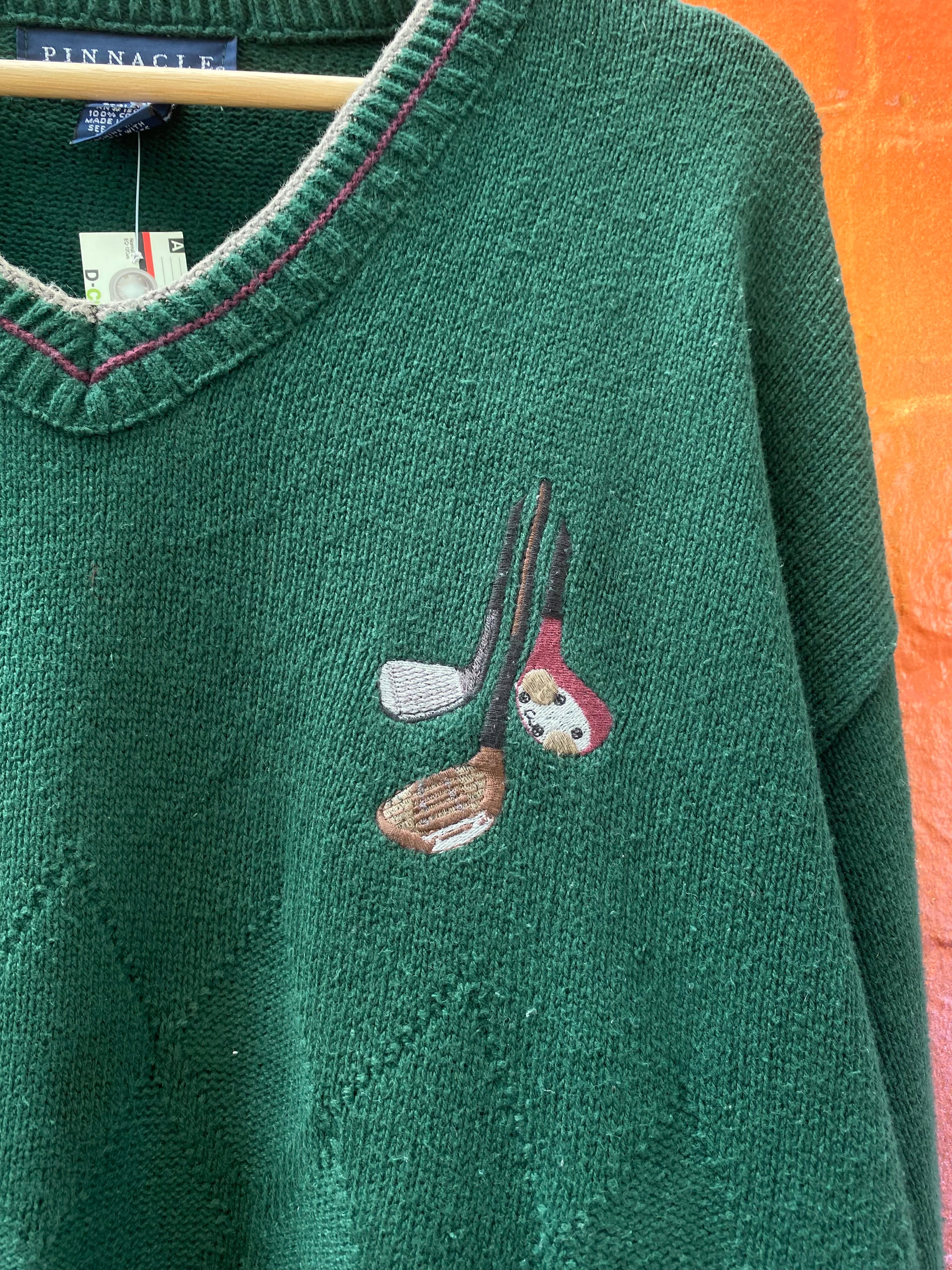 [L] Pinnacle Golf Club Green Knit Sweater