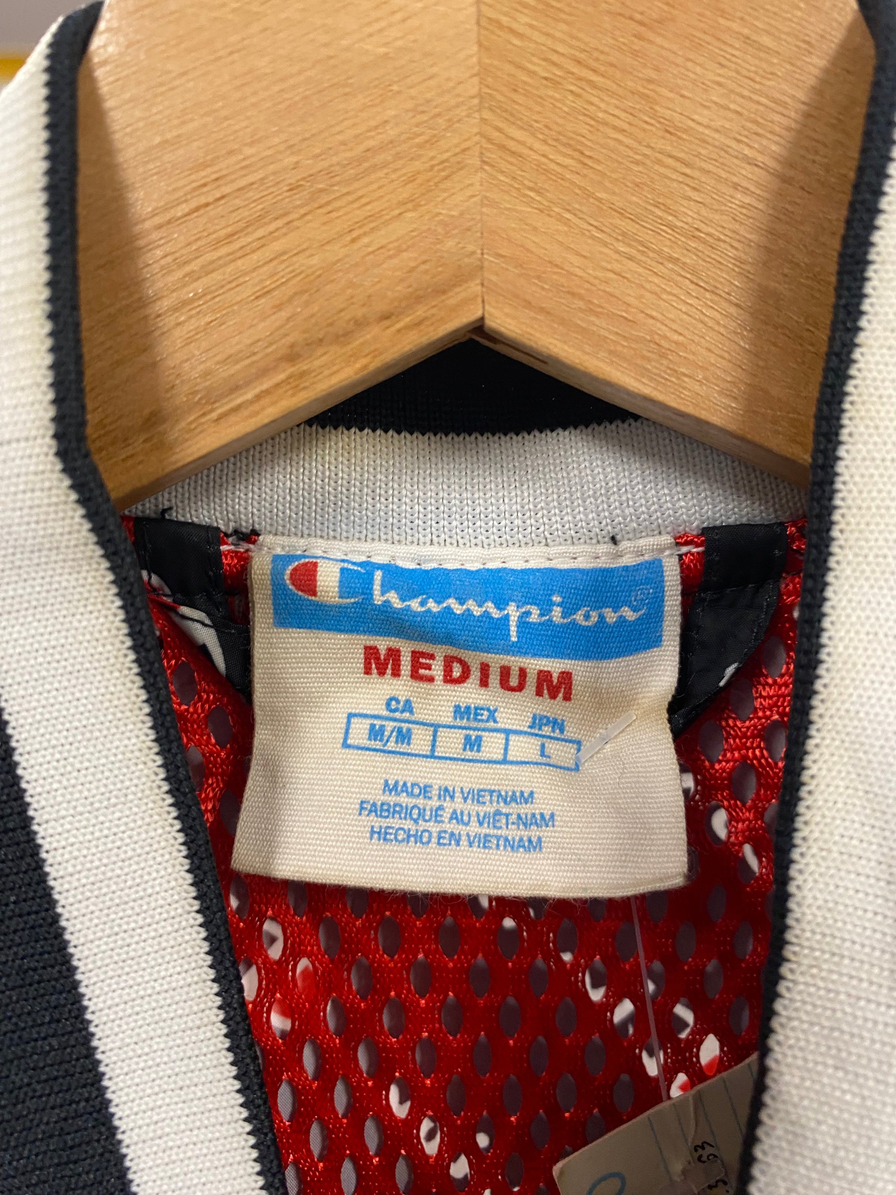 [M] Champion Little Spellout AOP Black Zip Up Jacket