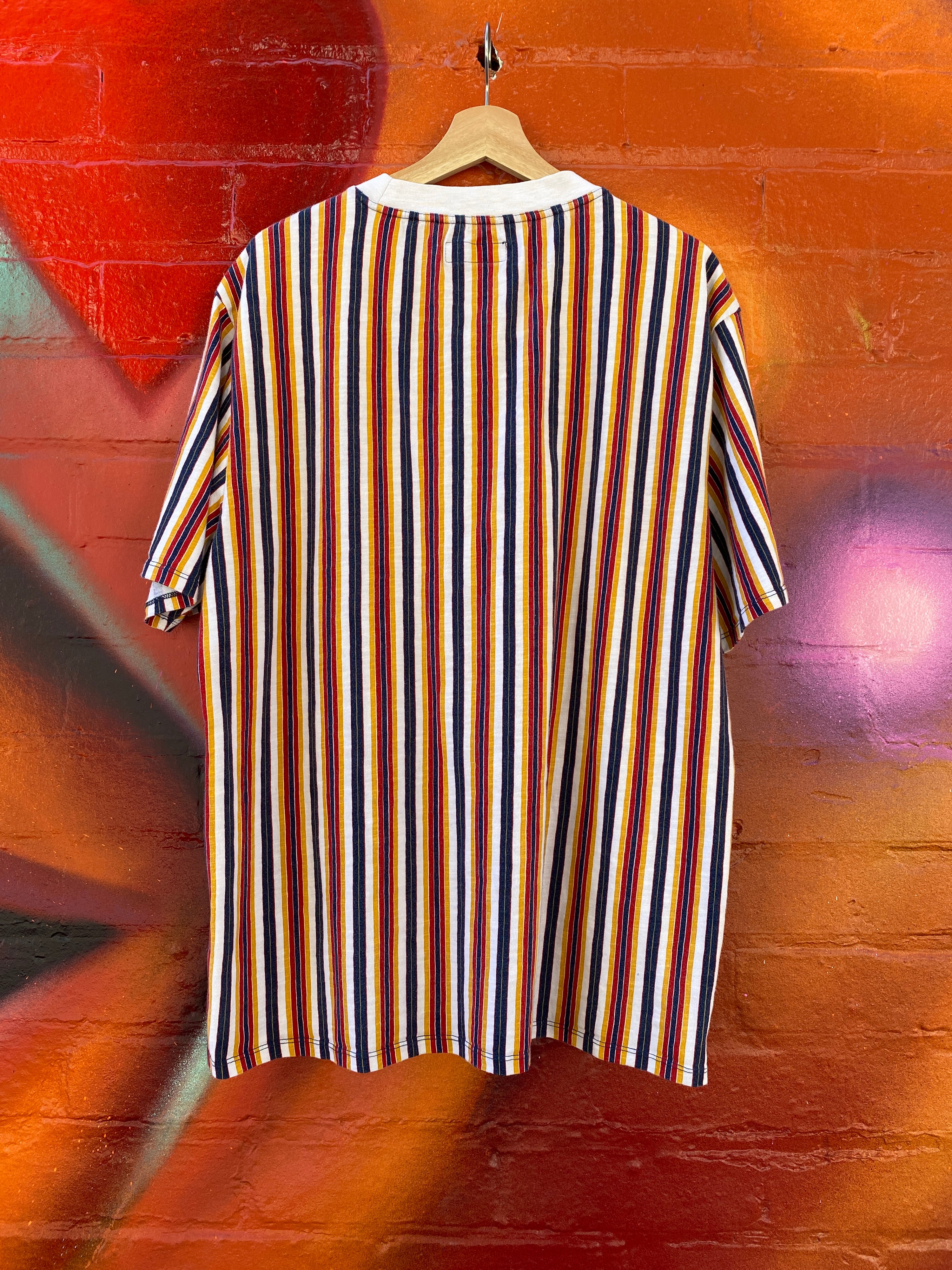 L - Guess Originals Yellow/Red Striped Tee