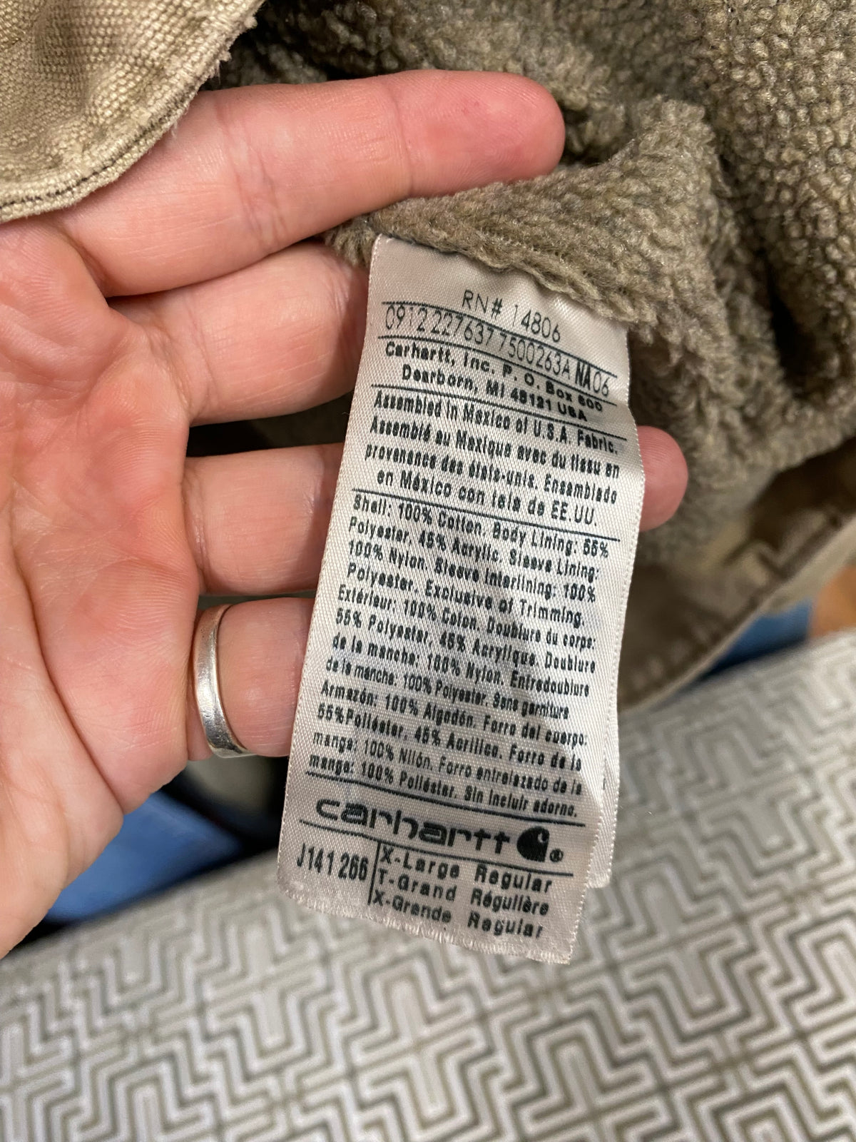 [XL] Carhartt Stone Fleece Lined Hooded Jacket