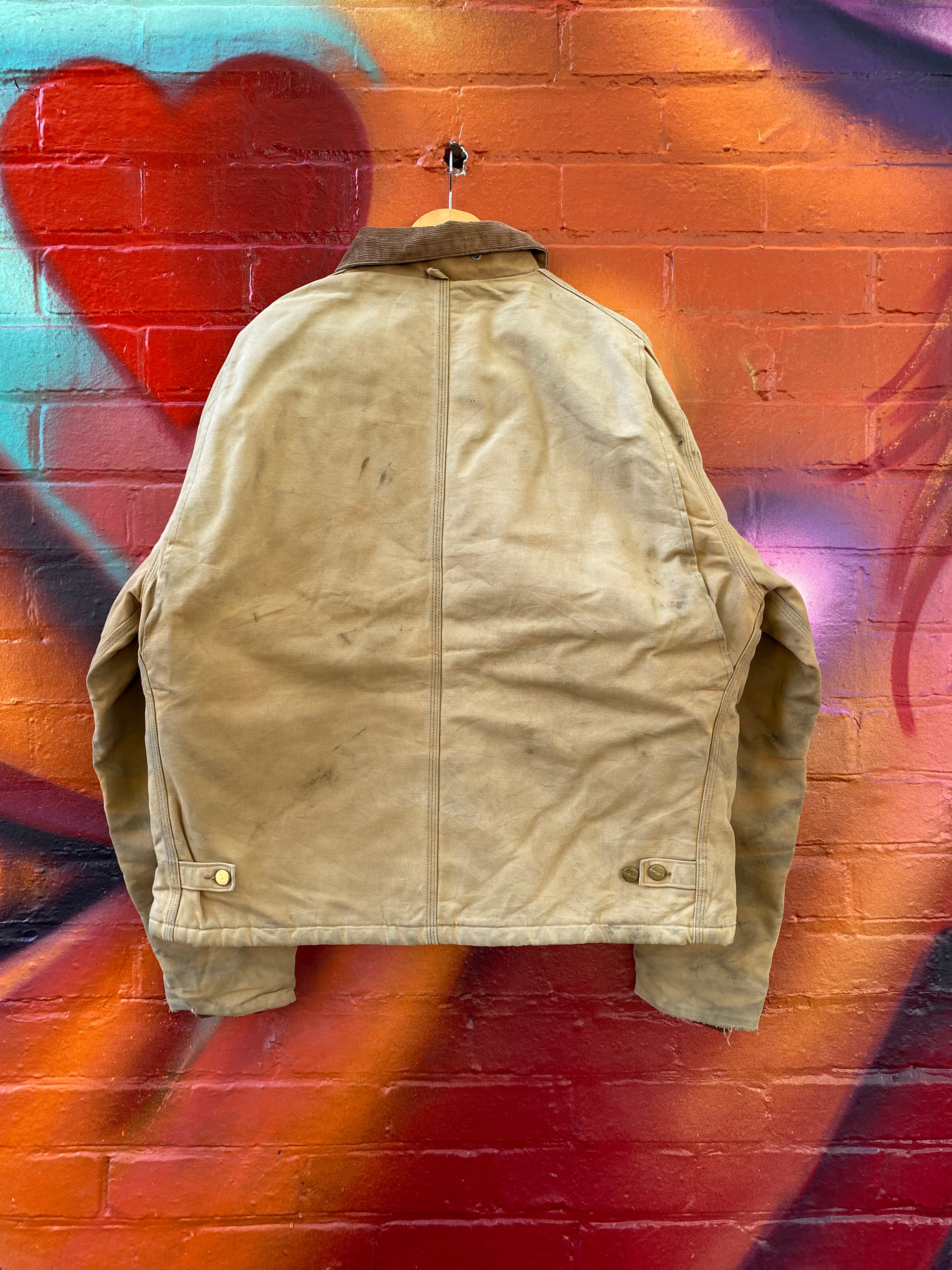 [XL] Carhartt Thrashed Tan Chore Jacket Blanket Lined