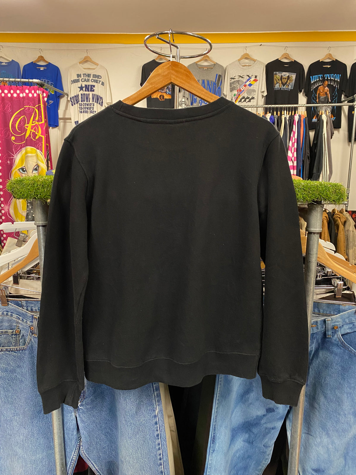 [L] FILA Pink Stitching Black Jumper